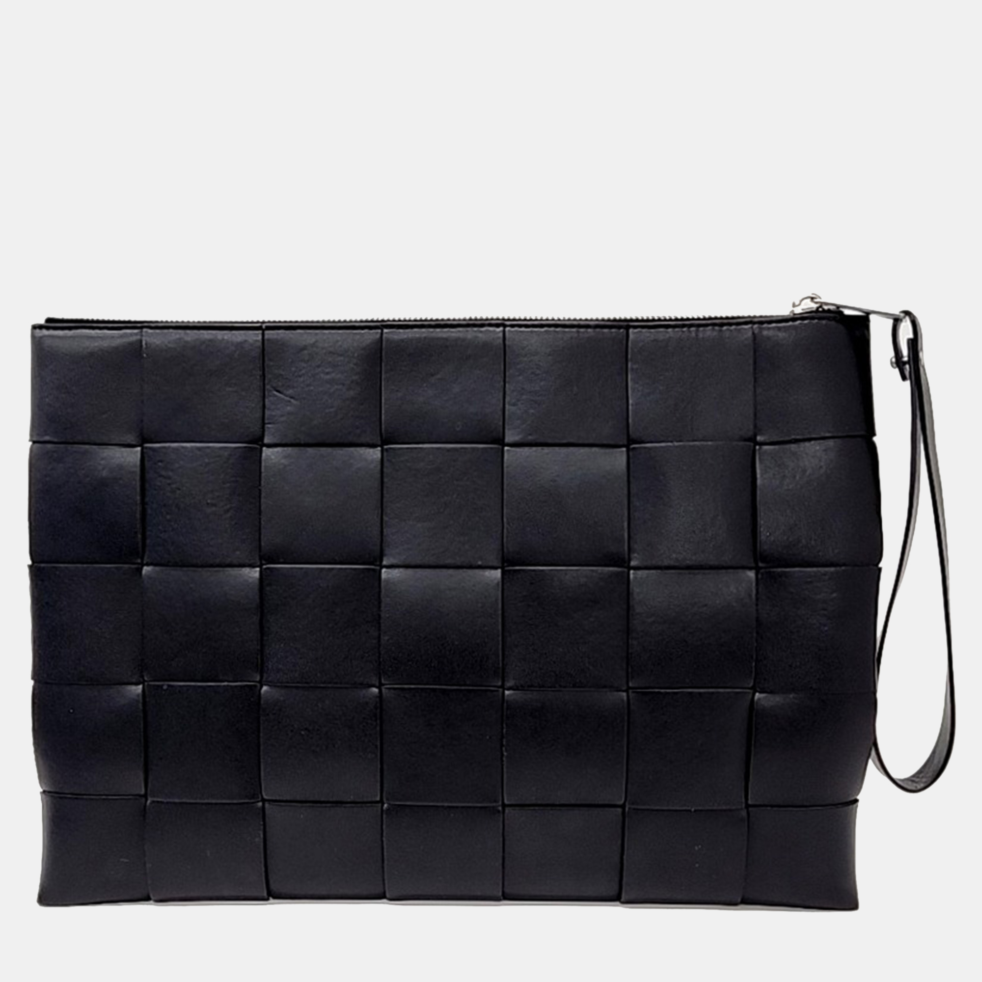 Bottega Veneta Black Leather Mesh Clutch 