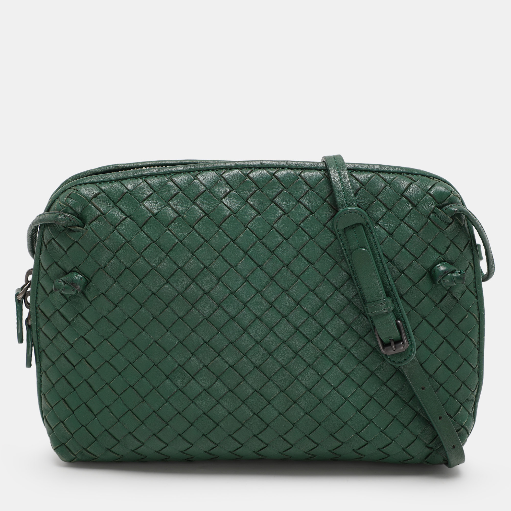 

Bottega Veneta Green Intrecciato Leather Nodini Shoulder Bag