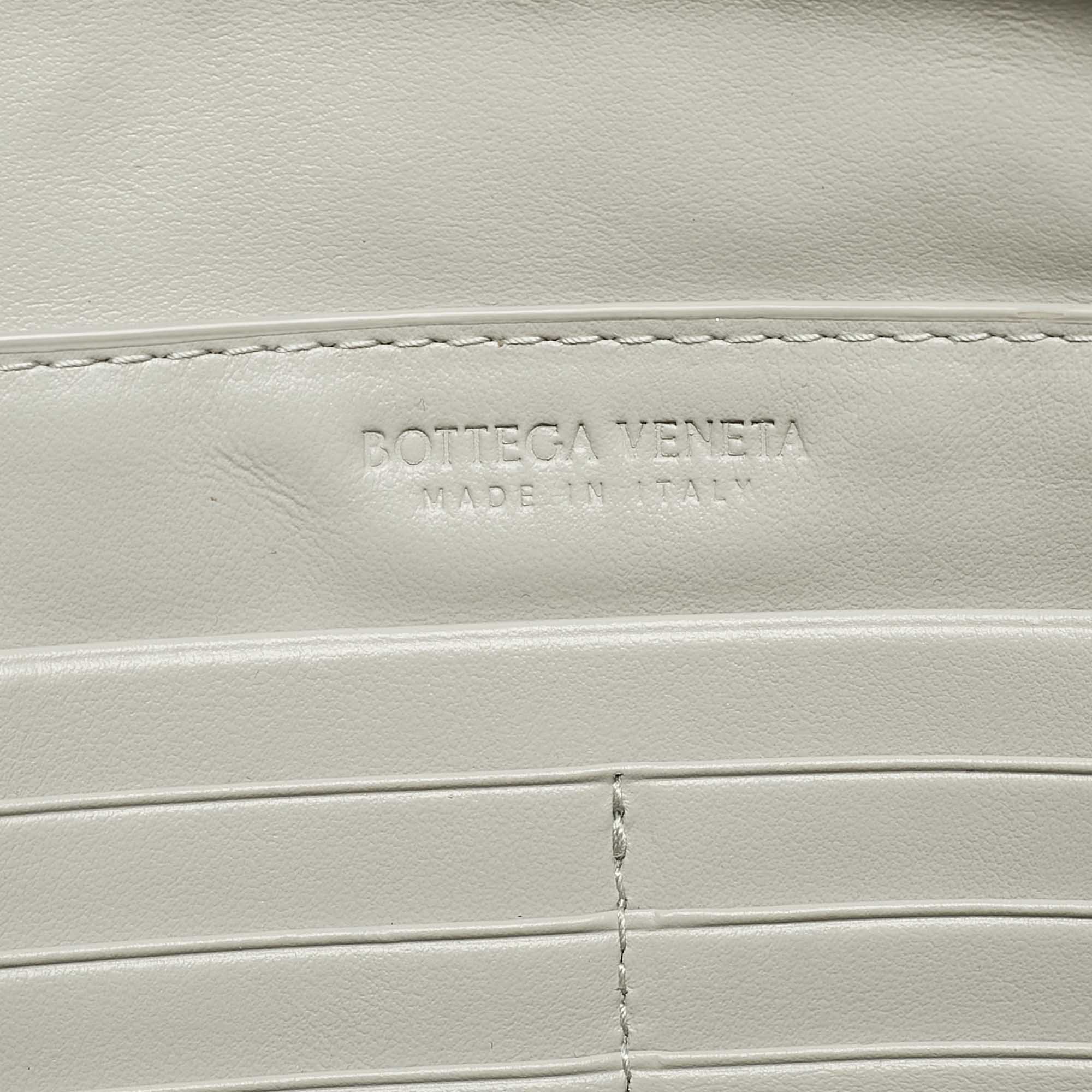 Bottega Veneta Grey Intrecciato Leather Zip Pochette 