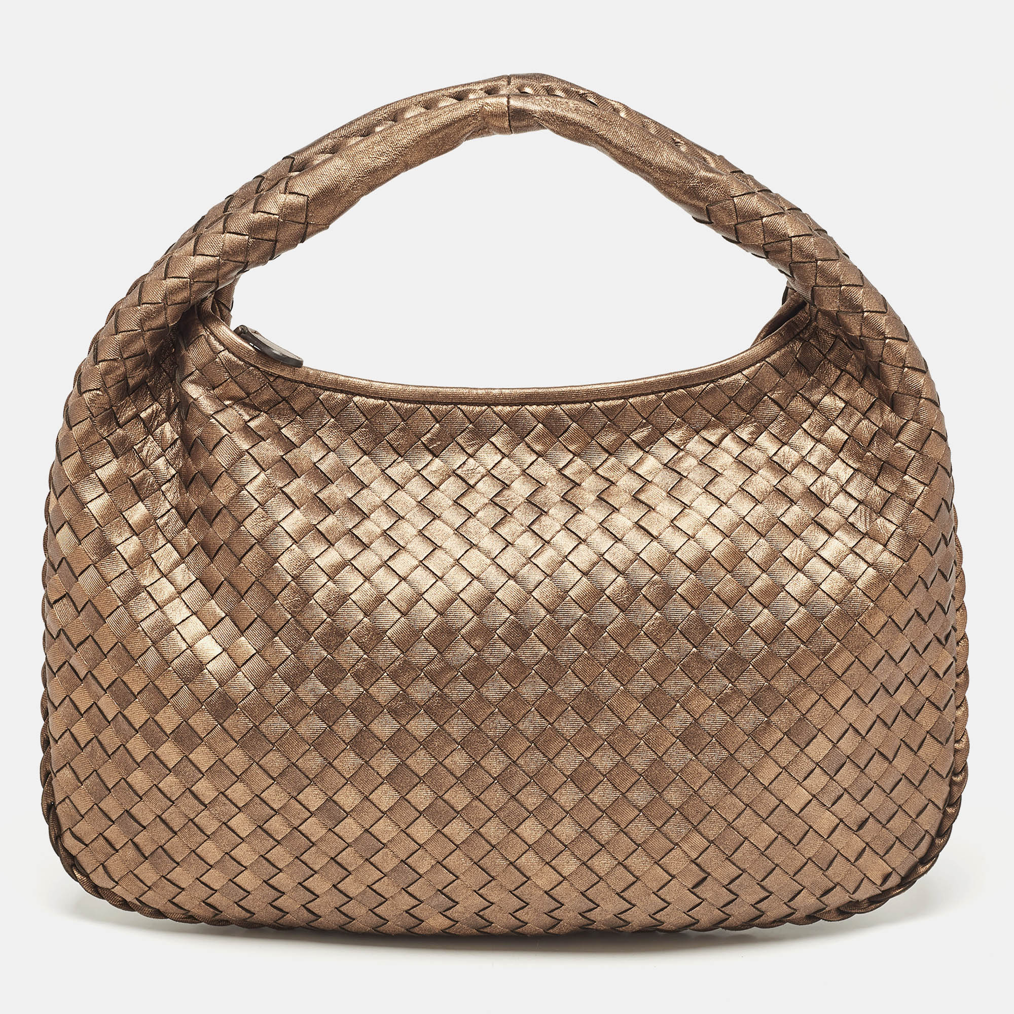 

Bottega Veneta Bronze Intrecciato Leather Small Veneta Hobo, Brown