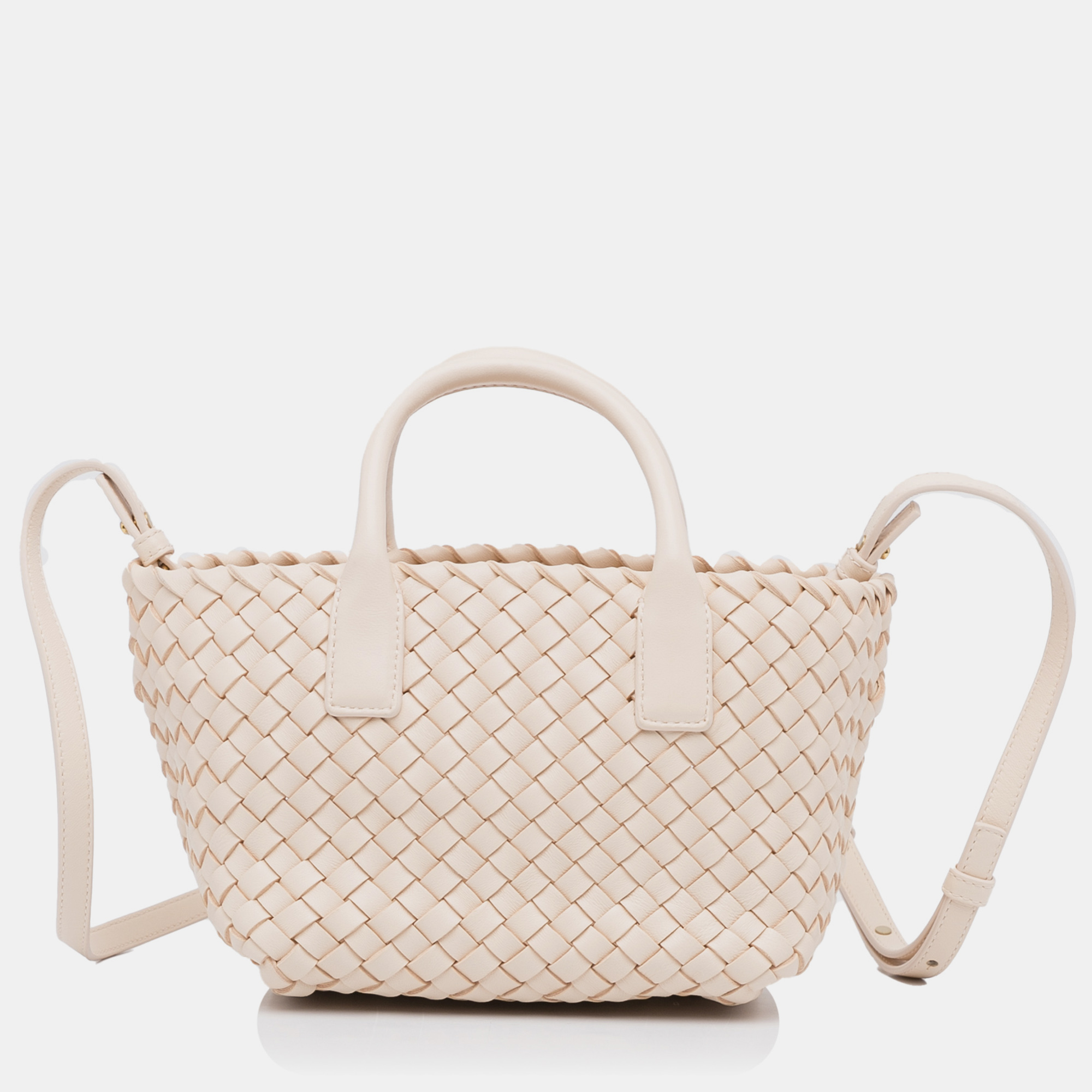 Bottega Veneta Pink Mini Lambskin Intreccio Cabat Tote 