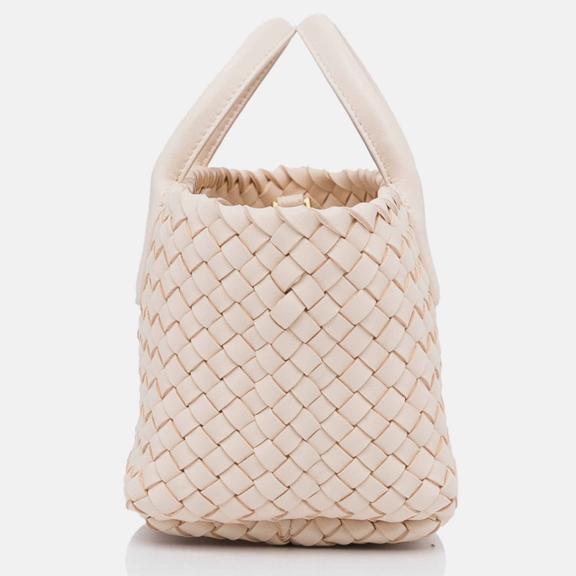 Bottega Veneta Pink Mini Lambskin Intreccio Cabat Tote 