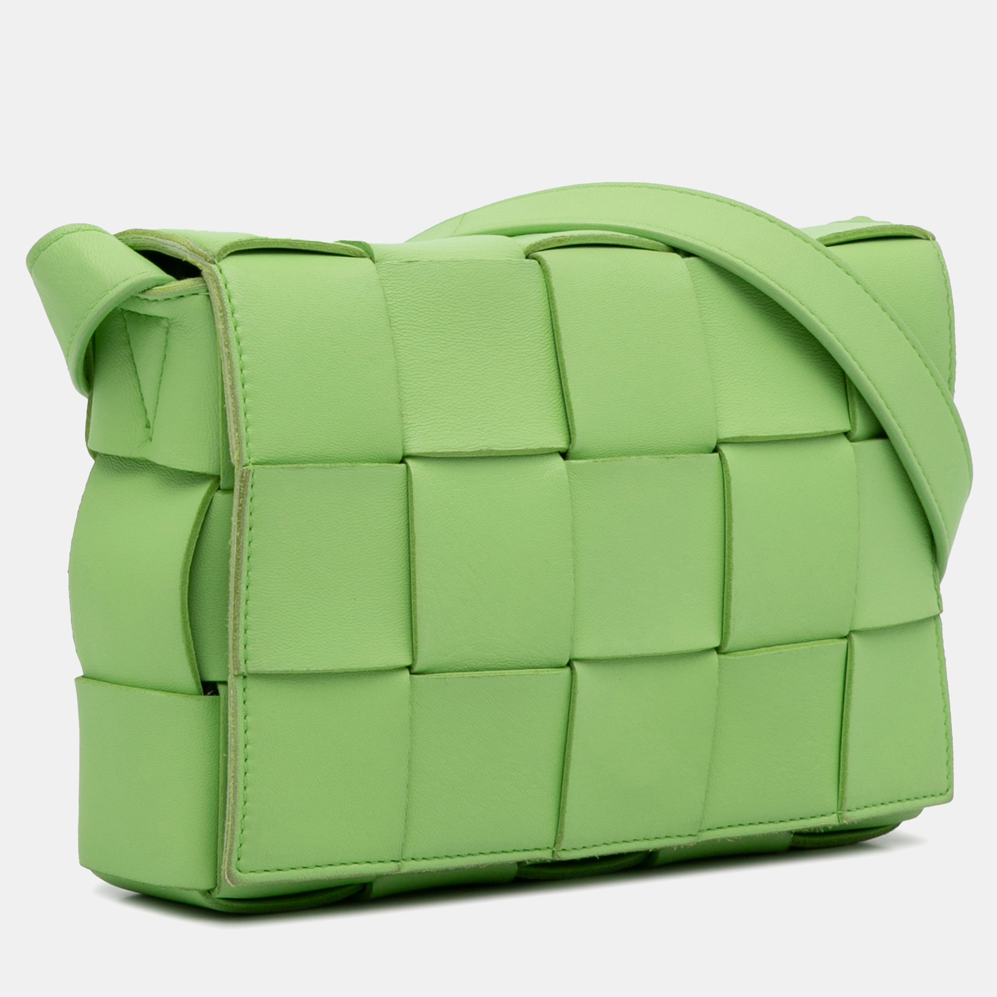 Bottega Veneta Green Nappa Intrecciato Cassette Crossbody 