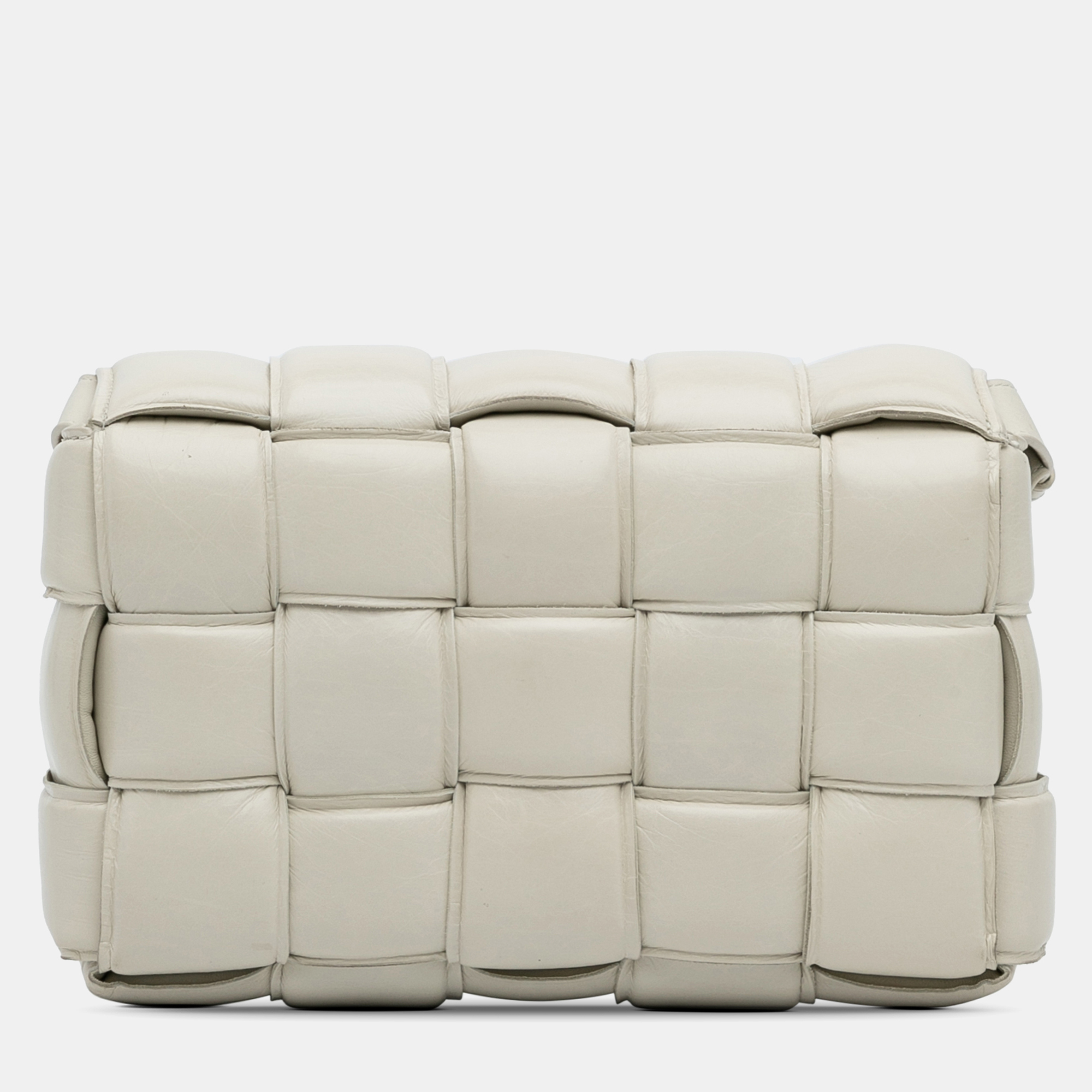Bottega Veneta White Nappa Intrecciato Padded Cassette Crossbody 