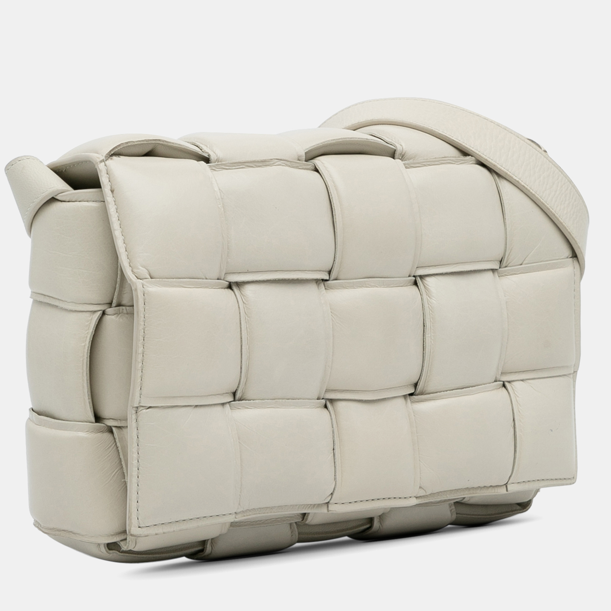 Bottega Veneta White Nappa Intrecciato Padded Cassette Crossbody 