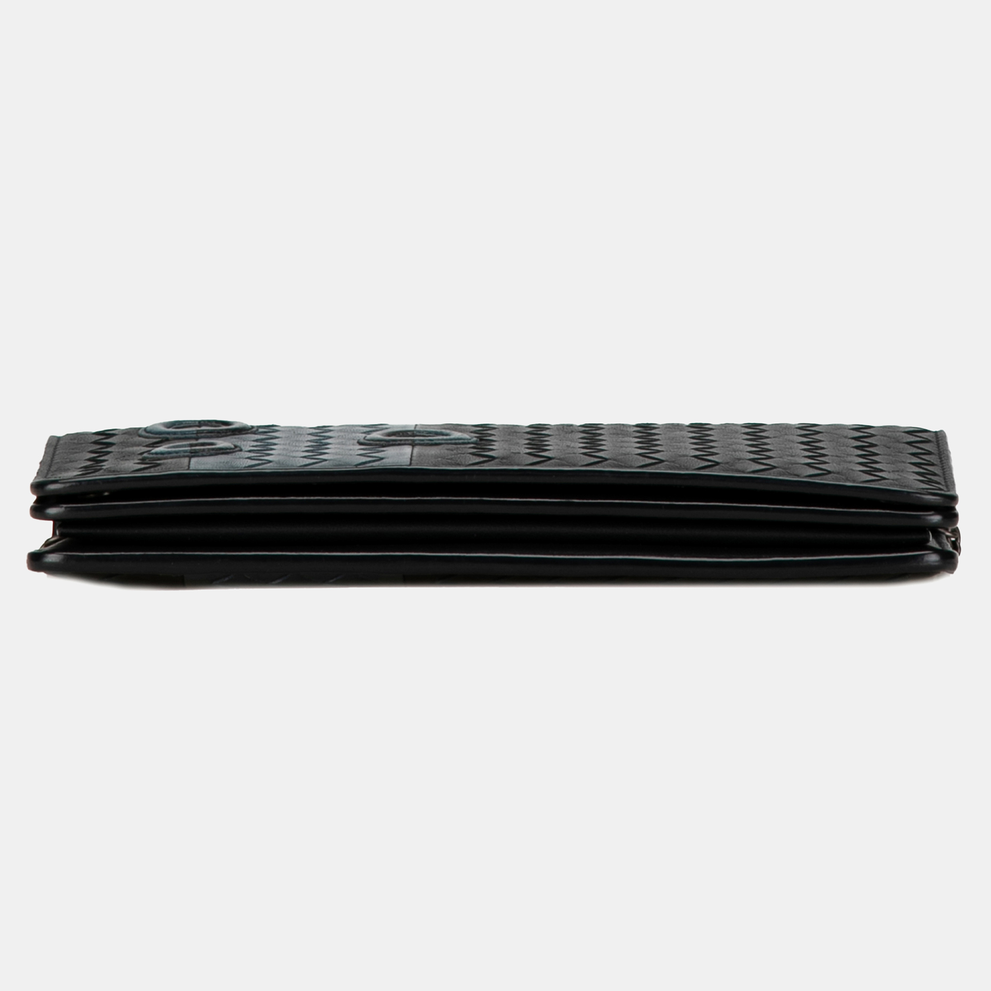 Bottega Veneta Black Intrecciato Wallet On Chain 