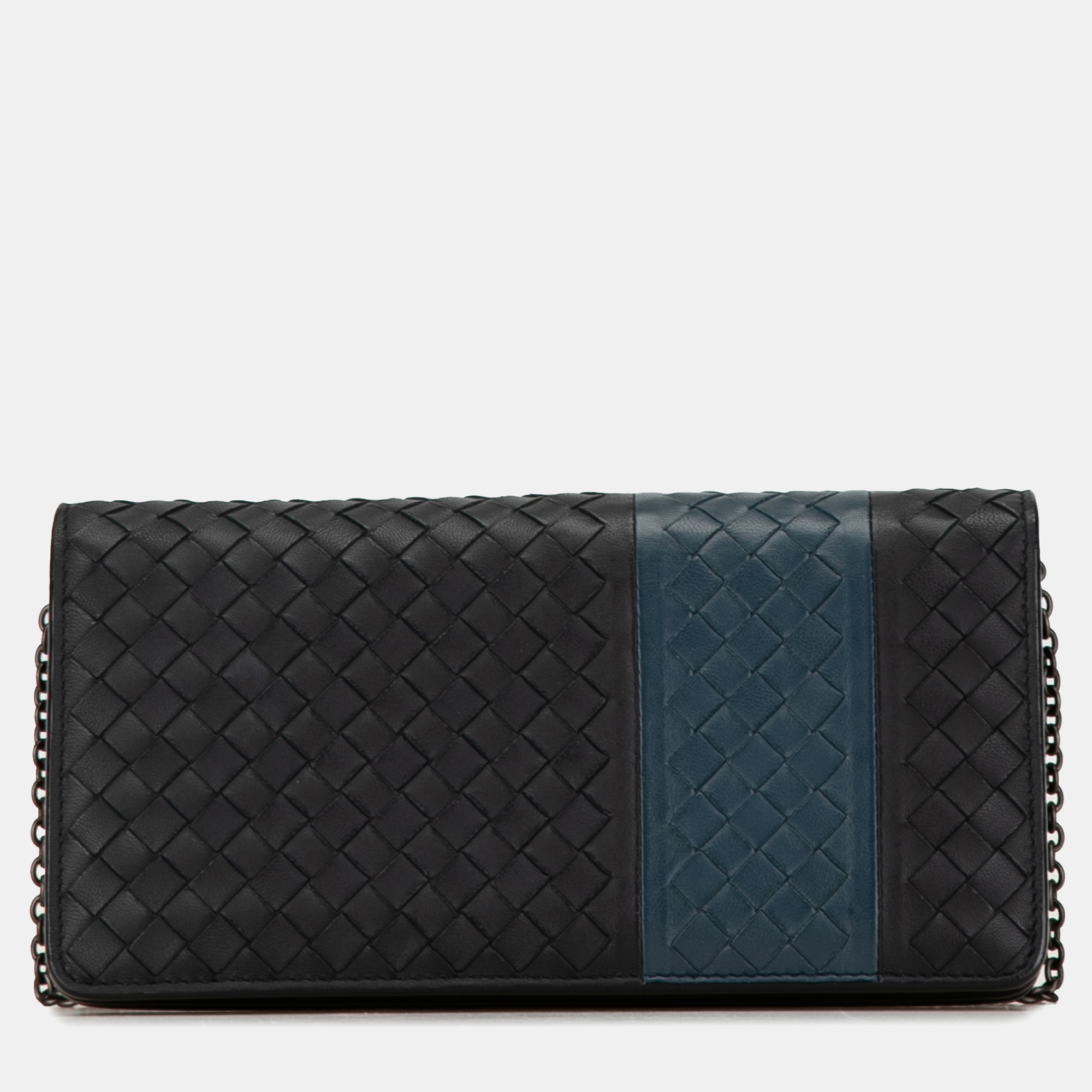 Bottega Veneta Black Intrecciato Wallet On Chain 