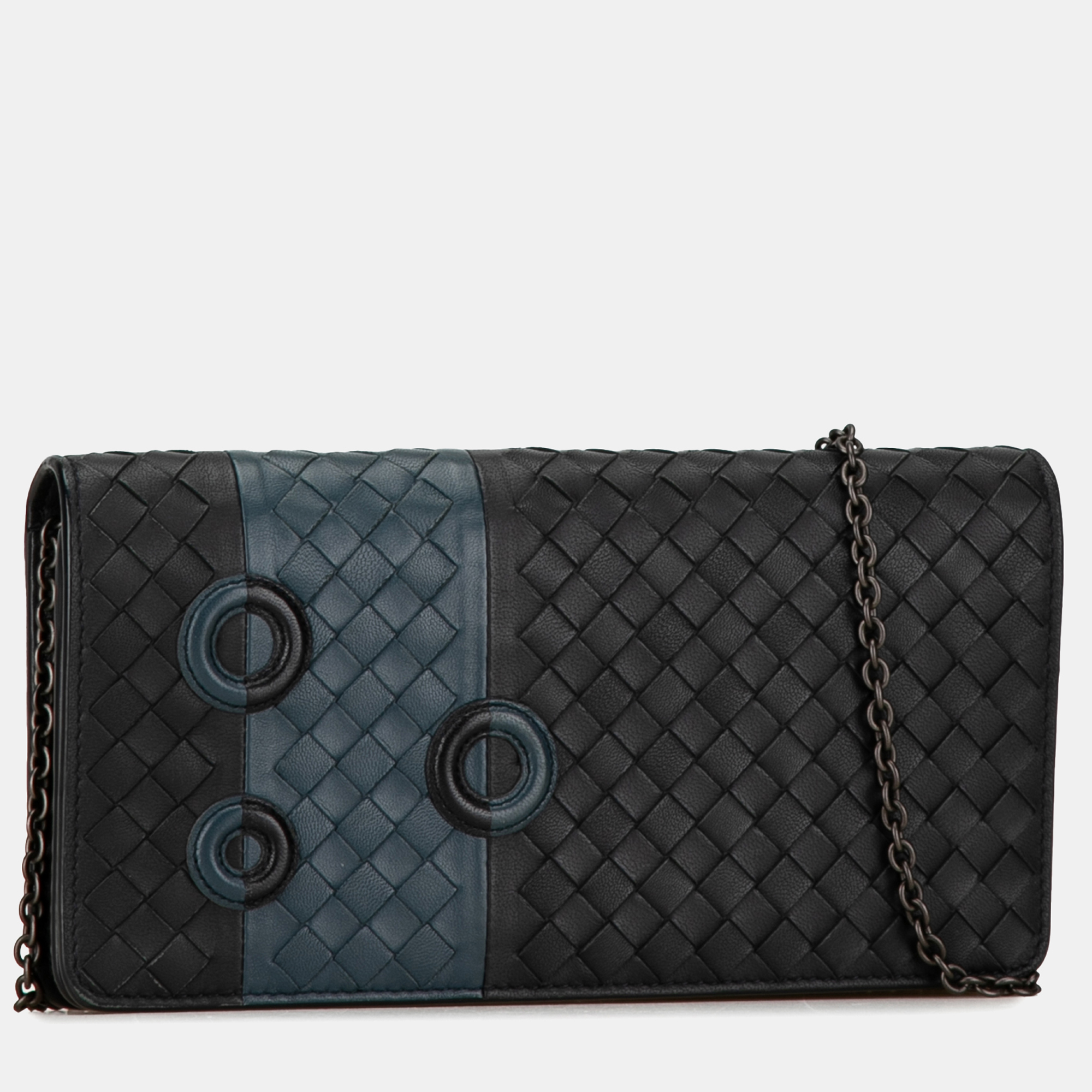 Bottega Veneta Black Intrecciato Wallet On Chain 