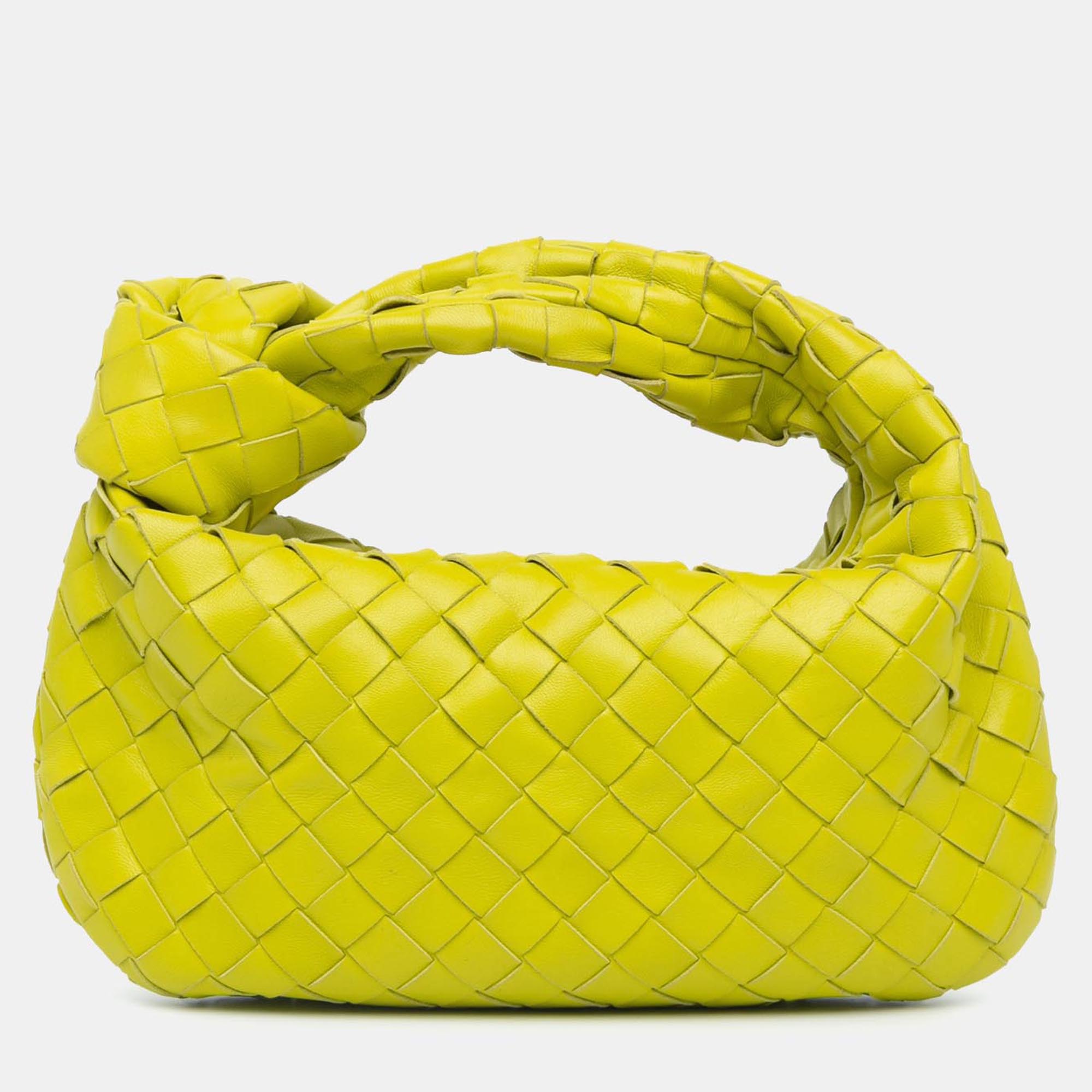 

Bottega Veneta Neon Yellow Nappa Leather Mini Intrecciato Jodie Bag