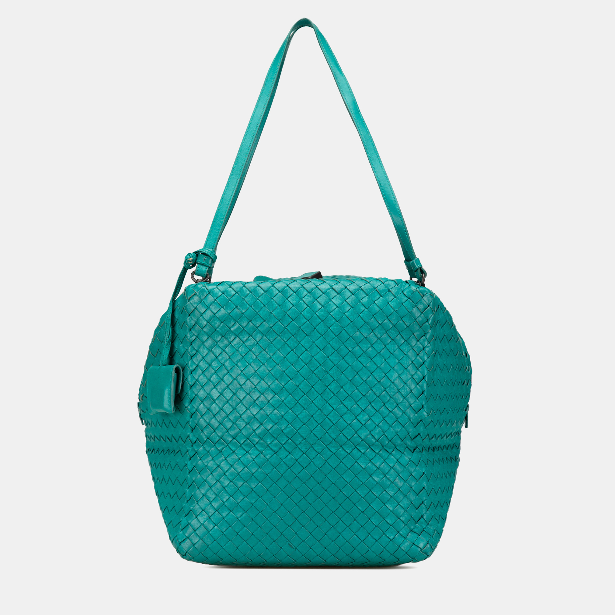 

Bottega Veneta Blue Nappa Intrecciato Cube Shoulder Bag