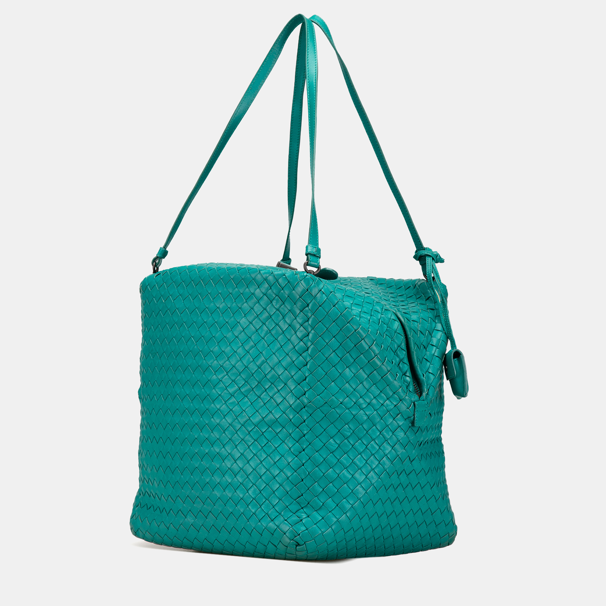 Bottega Veneta Blue Nappa Intrecciato Cube Shoulder Bag 