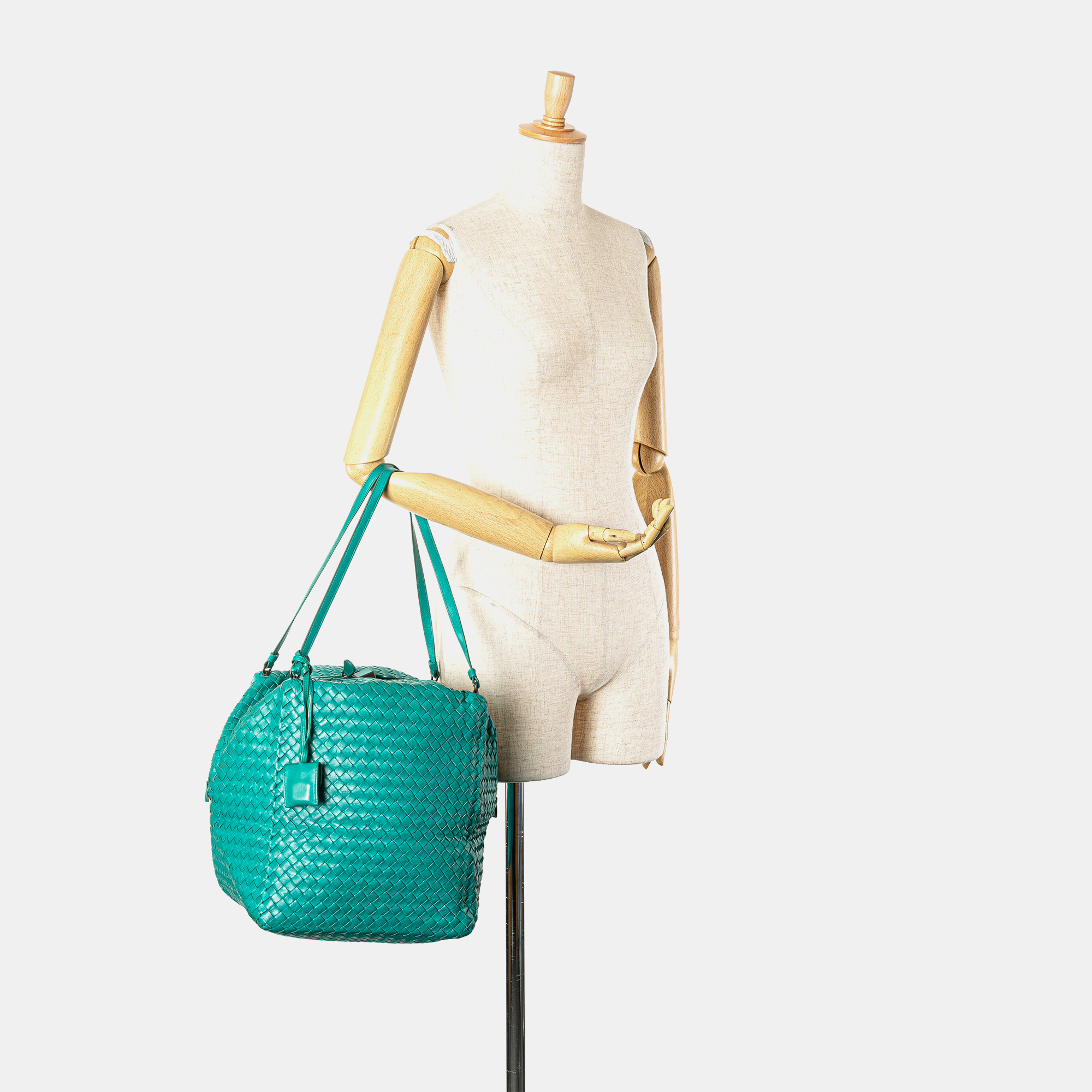 Bottega Veneta Blue Nappa Intrecciato Cube Shoulder Bag 