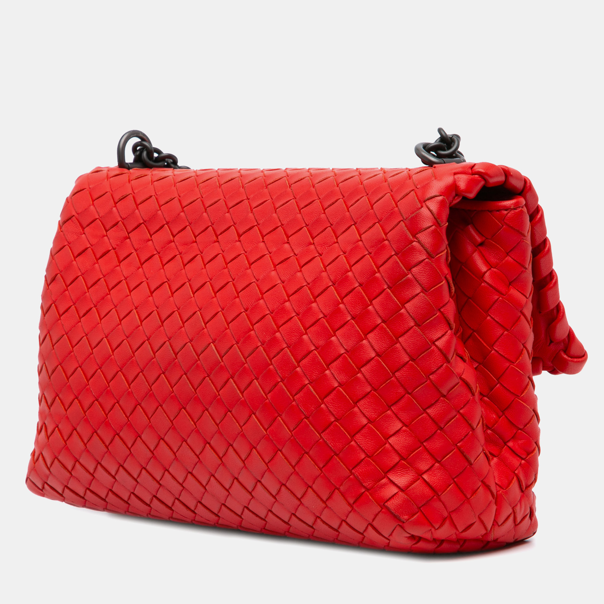 Bottega Veneta Red Small Nappa Intrecciato Olimpia 