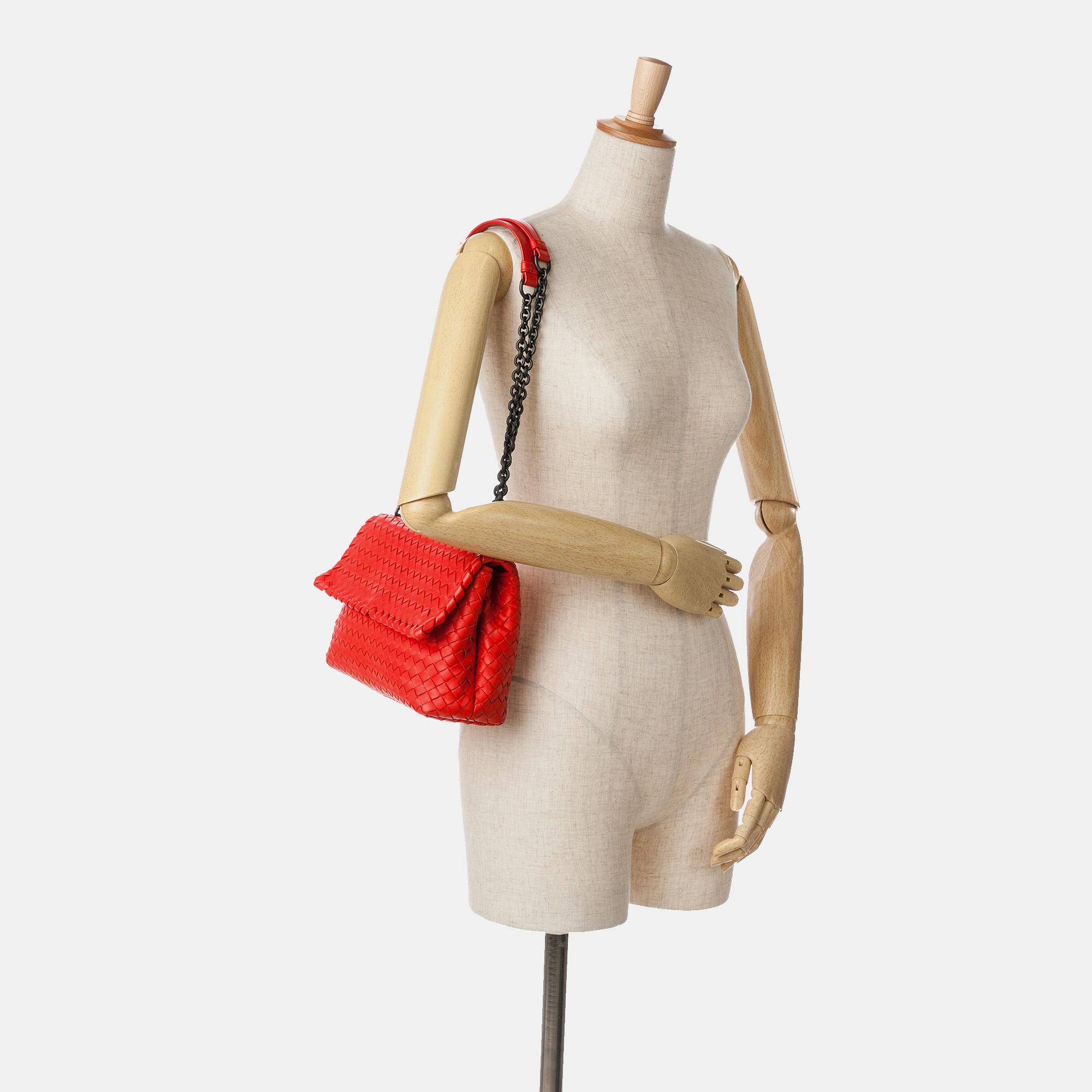 Bottega Veneta Red Small Nappa Intrecciato Olimpia 
