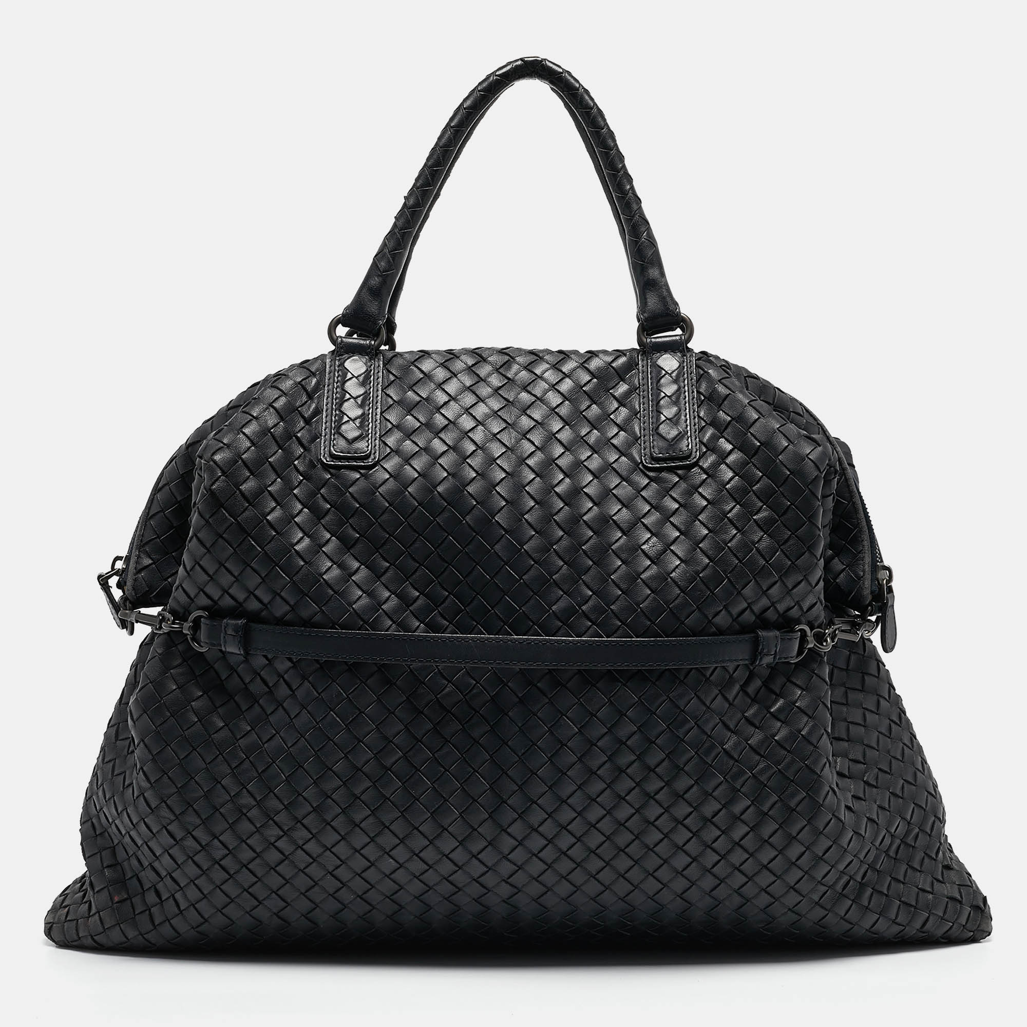 

Bottega Veneta Midnight Blue Intrecciato Leather Maxi Convertible Tote