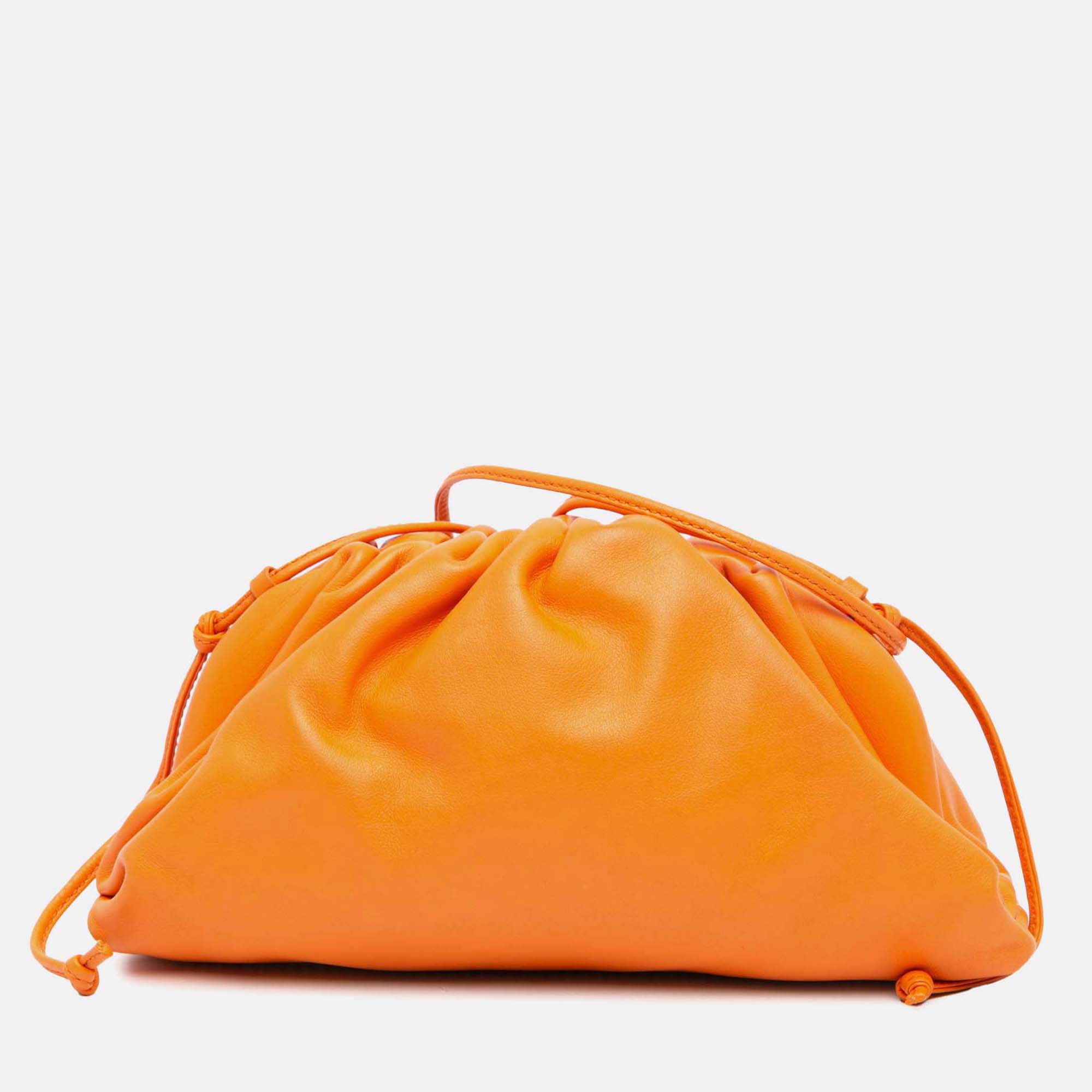 

Bottega Veneta Orange Lambskin The Mini Pouch