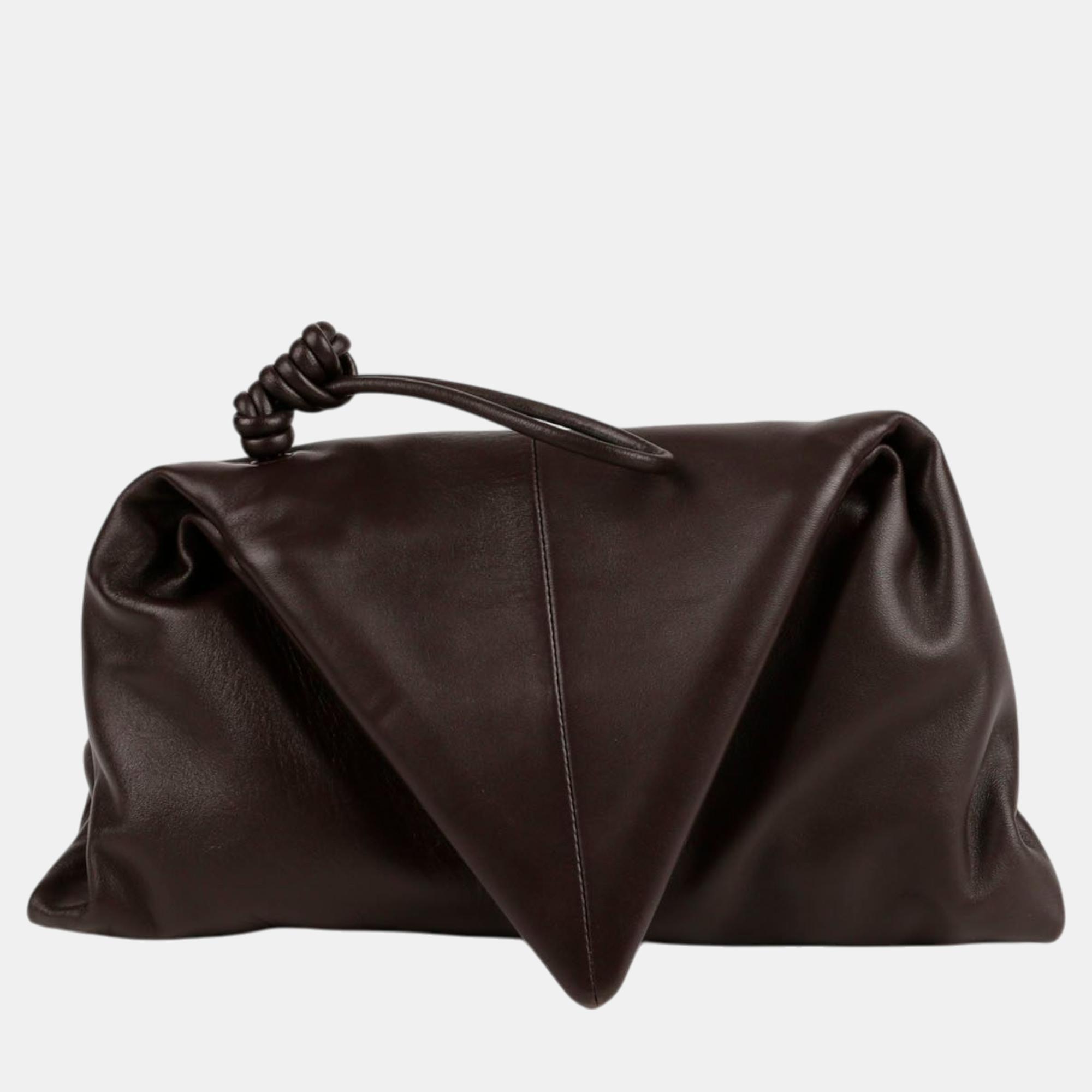 

Bottega Veneta Brown Leather Triangle Clutch Bag