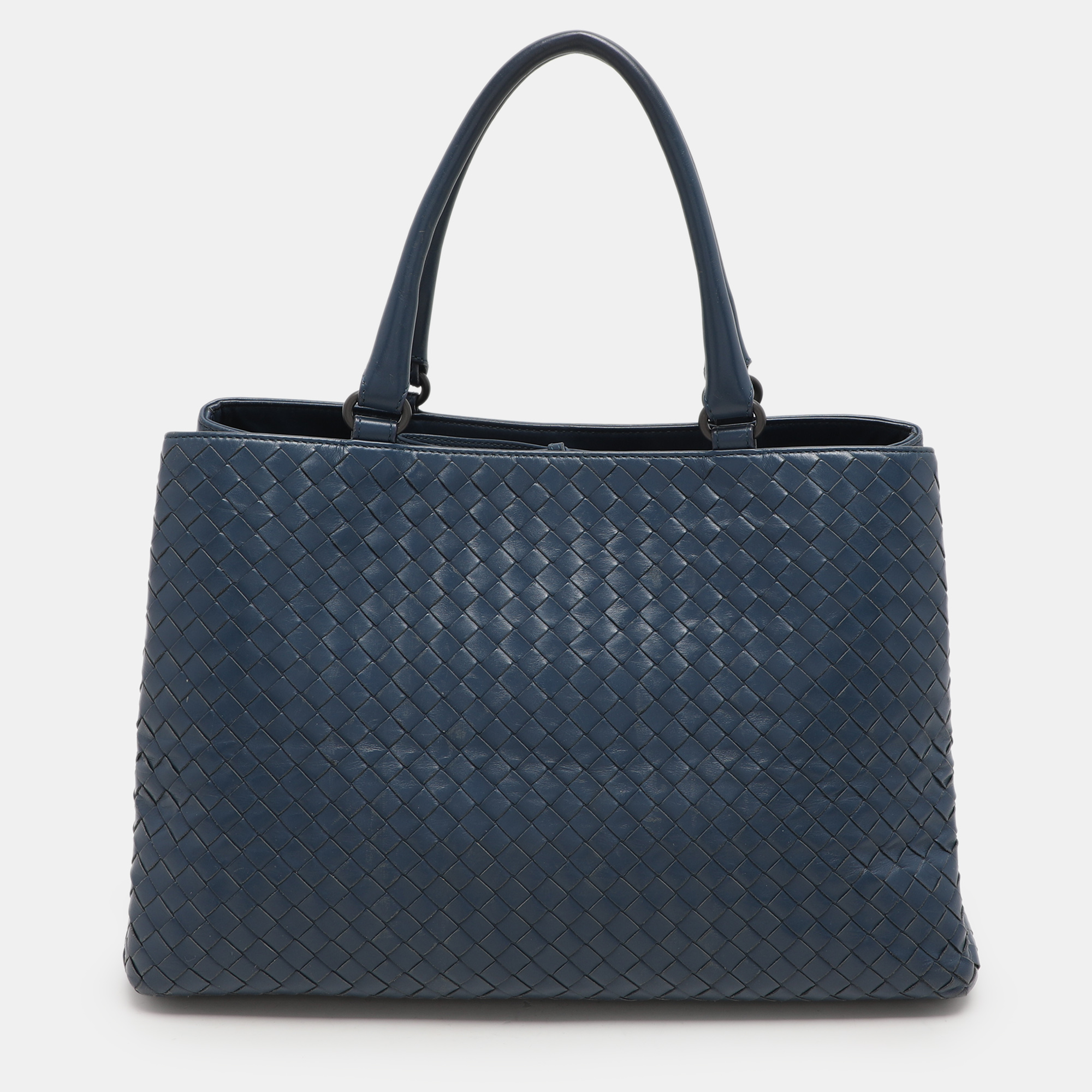 

Bottega Veneta Blue Intrecciato Leather Tote