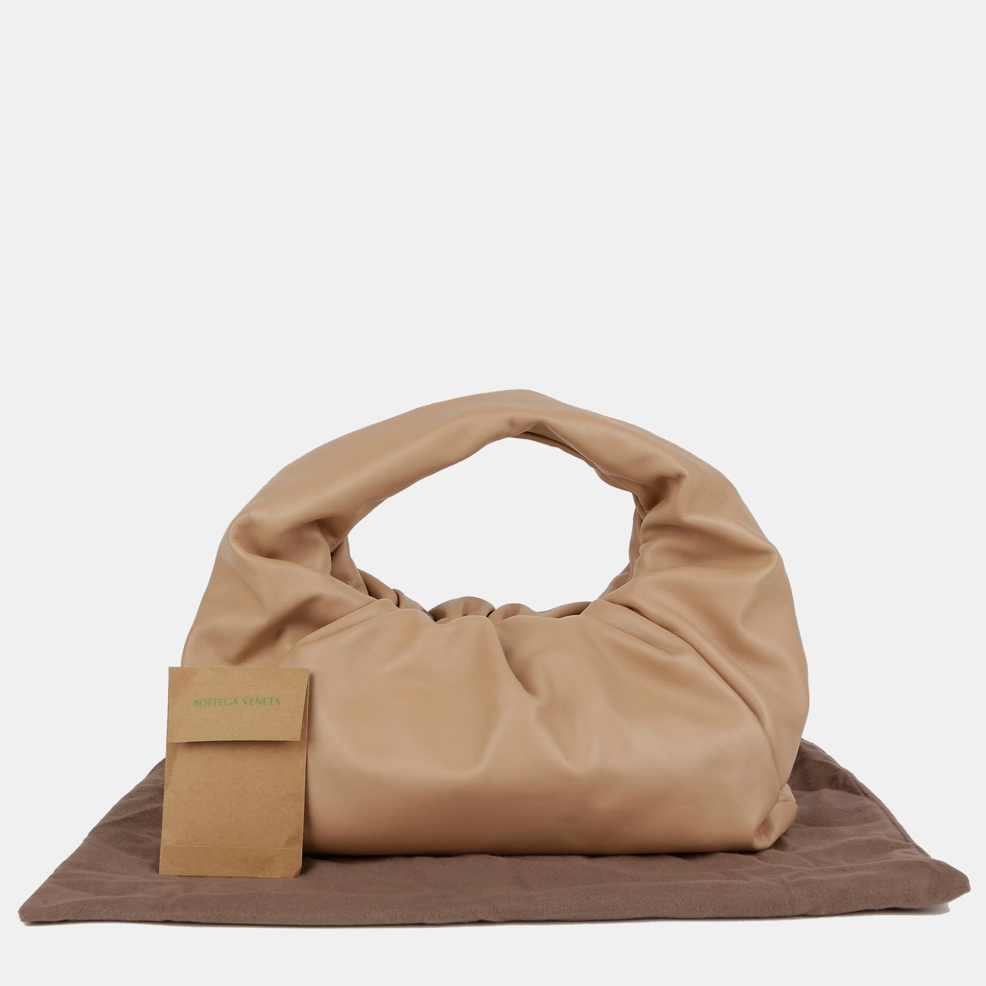 Bottega Veneta Beige Leather Shirring Shoulder Pouch Bag 