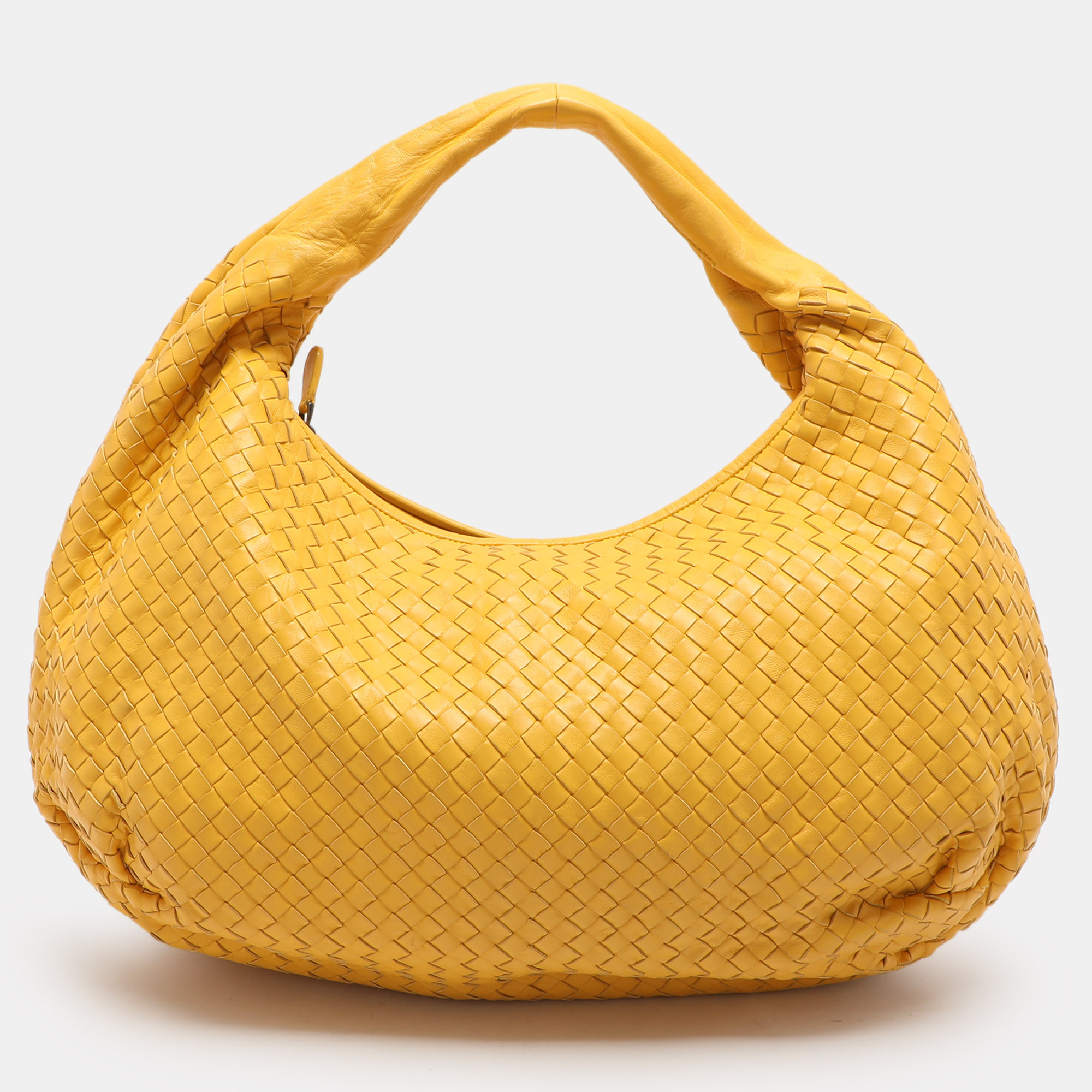 

Bottega Veneta Yellow Intrecciato Leather  Veneta Hobo