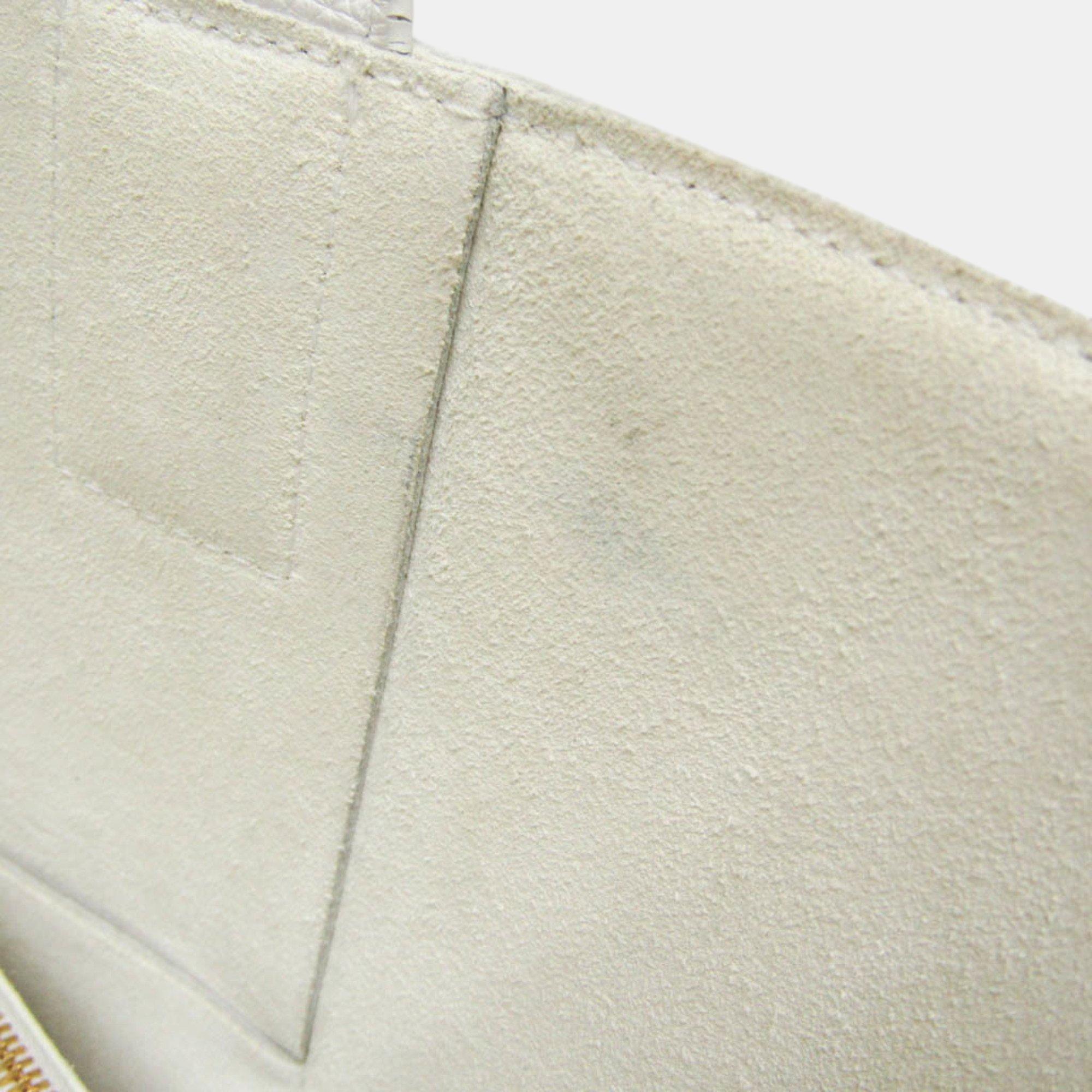 Bottega Veneta White Leather Maxi Intrecciato Arco Tote Bag 