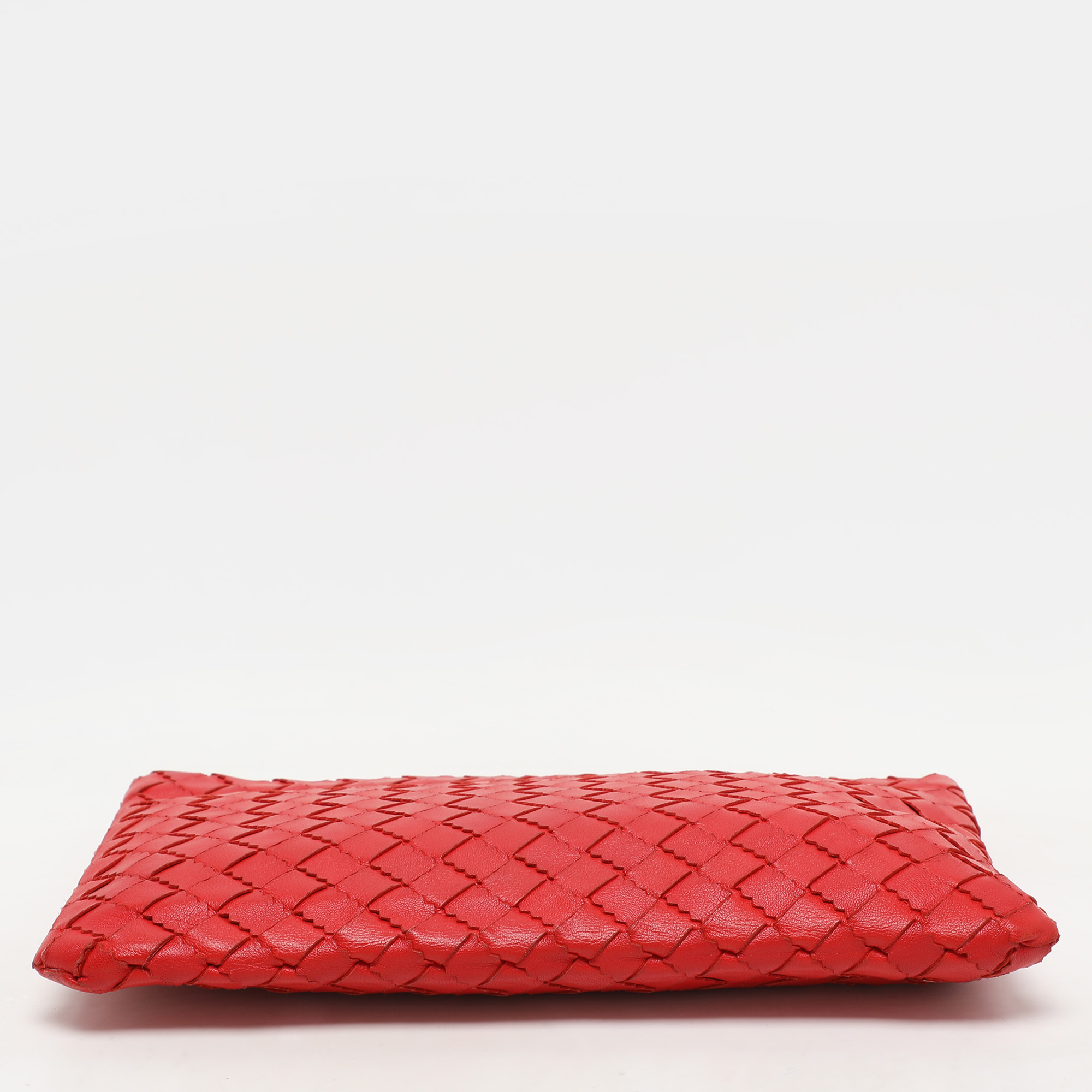 Bottega Veneta Red Intrecciato Leather Zip Pouch 