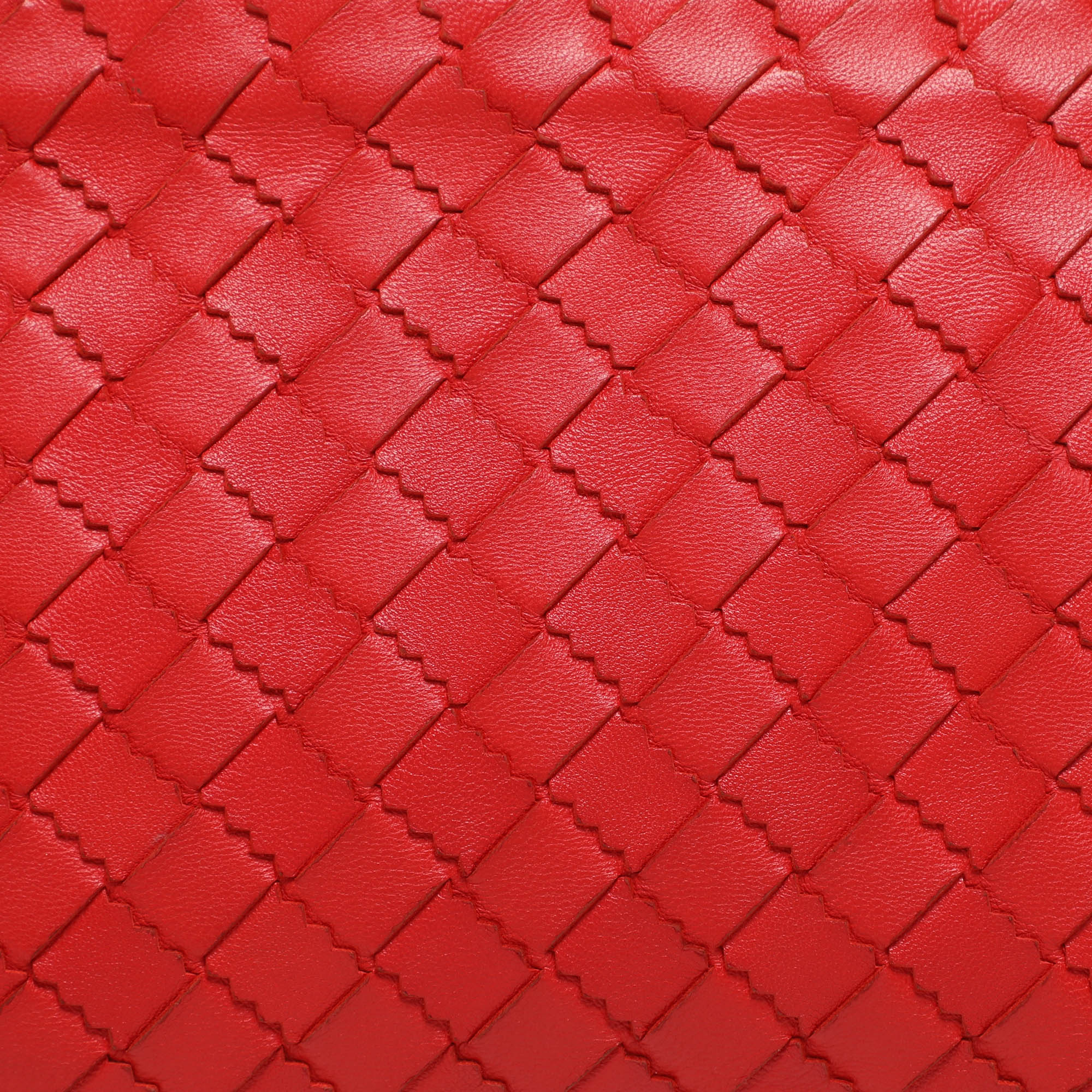 Bottega Veneta Red Intrecciato Leather Zip Pouch 