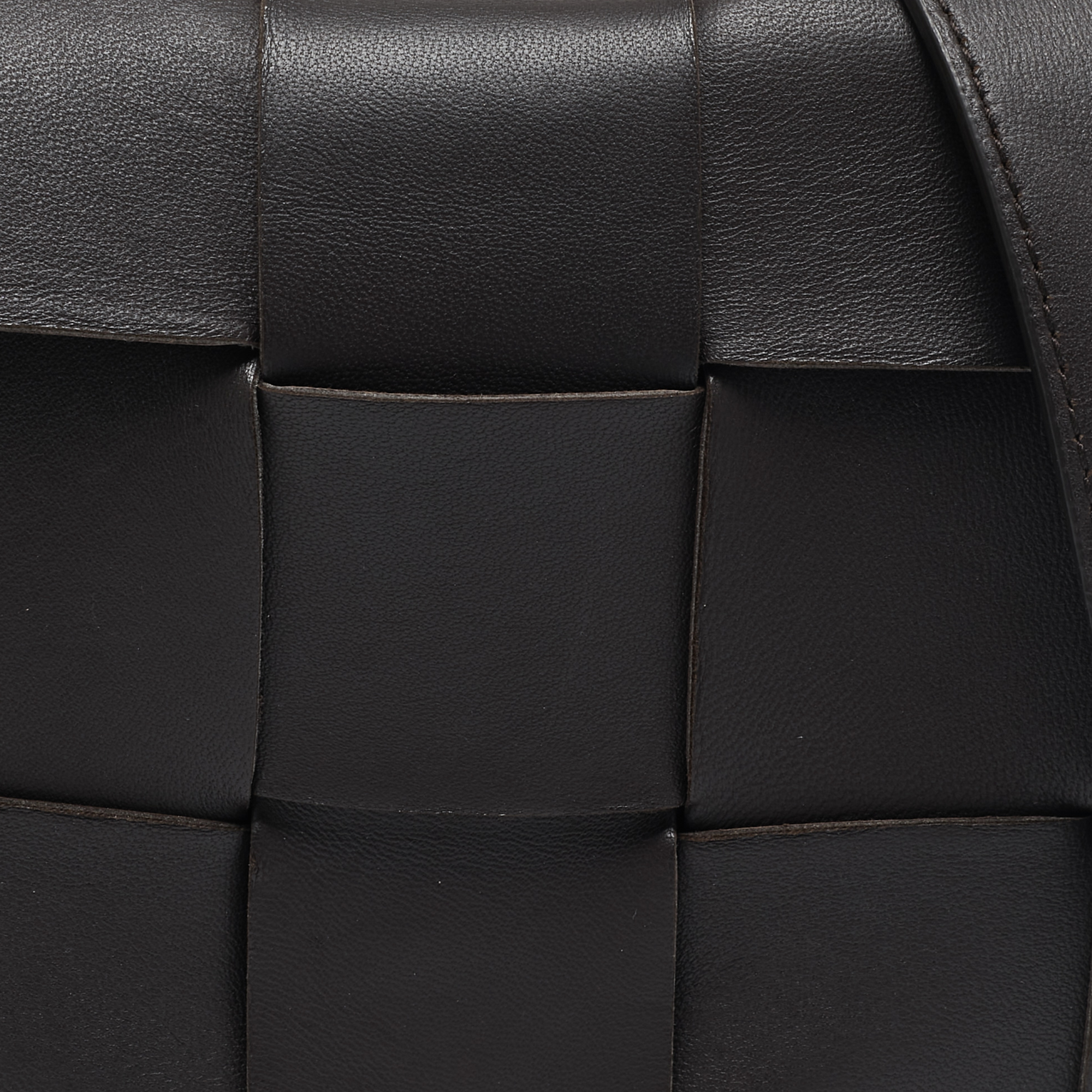 Bottega Veneta Cacao Brown Intreccio Leather Cassette Shoulder Bag 