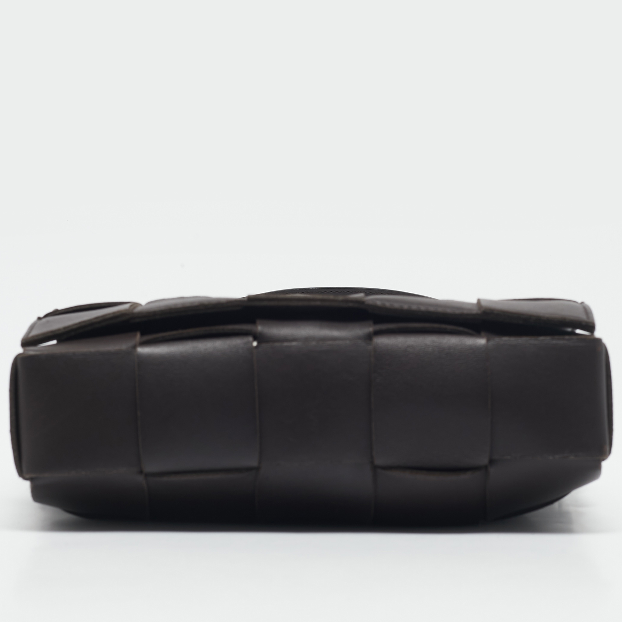 Bottega Veneta Cacao Brown Intreccio Leather Cassette Shoulder Bag 