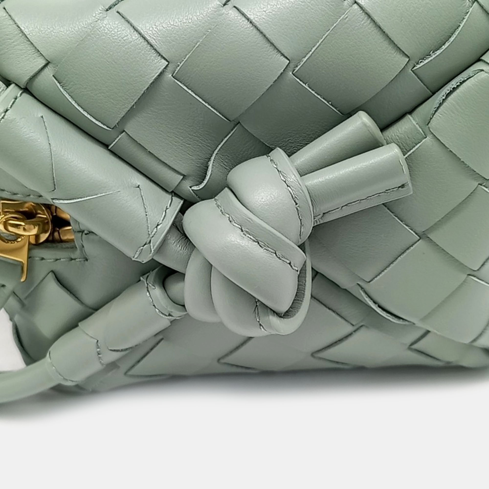 Bottega Veneta Green Leather Handle Loop Bag 