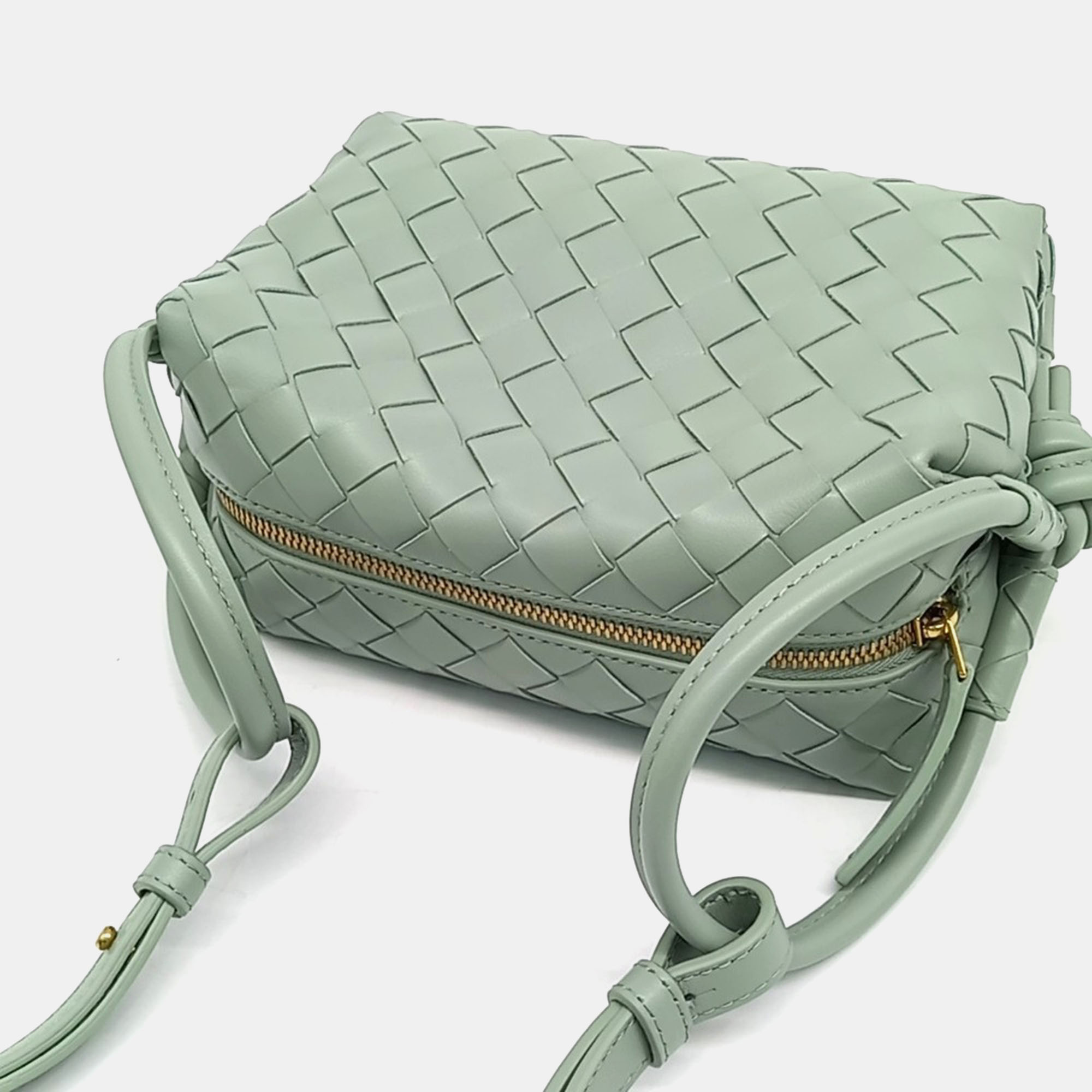 Bottega Veneta Green Leather Handle Loop Bag 