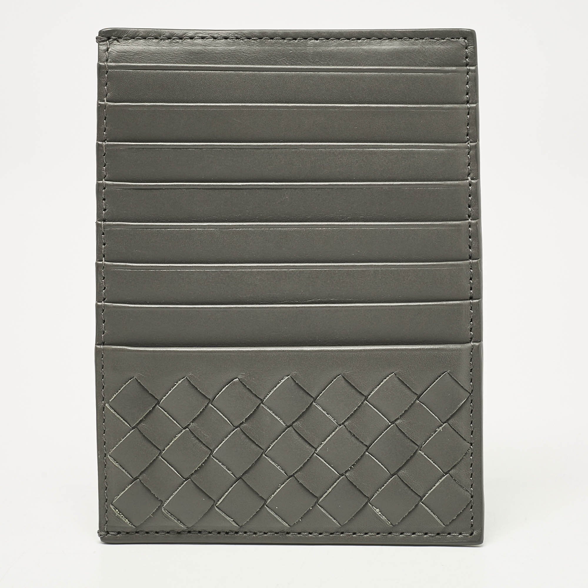 

Bottega Veneta Grey Intrecciato Leather Zip Card Holder