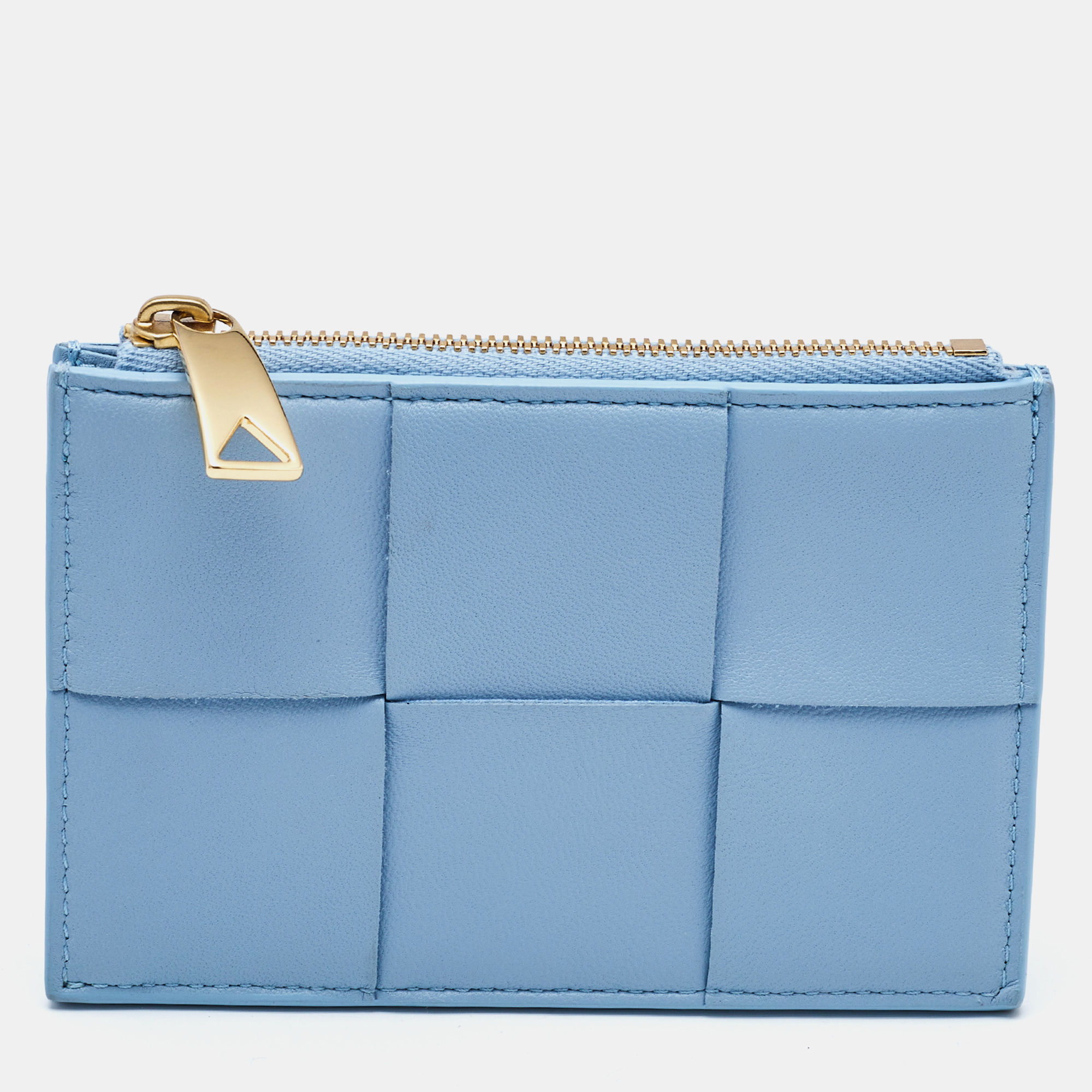 

Bottega Veneta Light Blue Leather Cassette Zip Card Holder