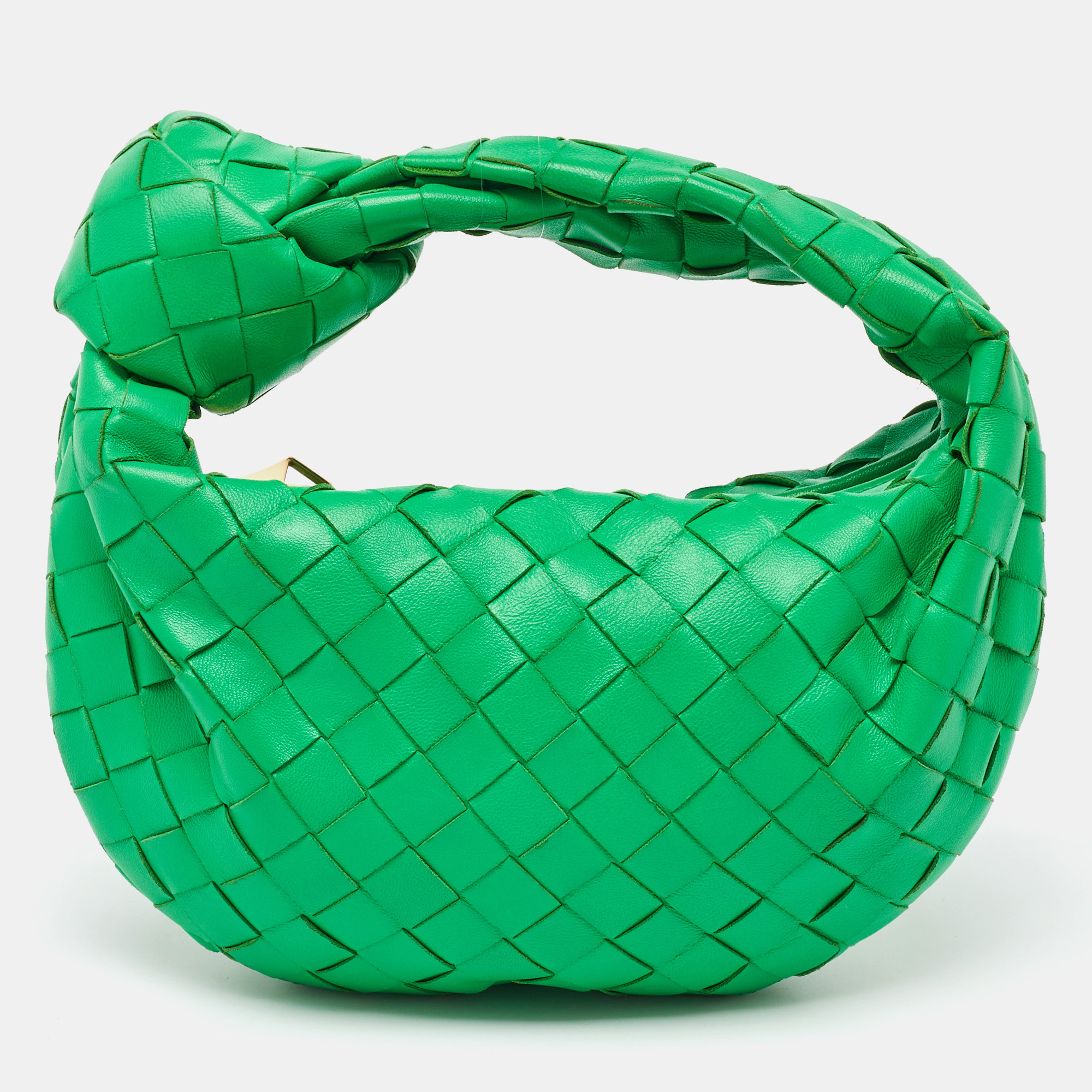 

Bottega Veneta Green Intrecciato Leather Mini Jodie Hobo