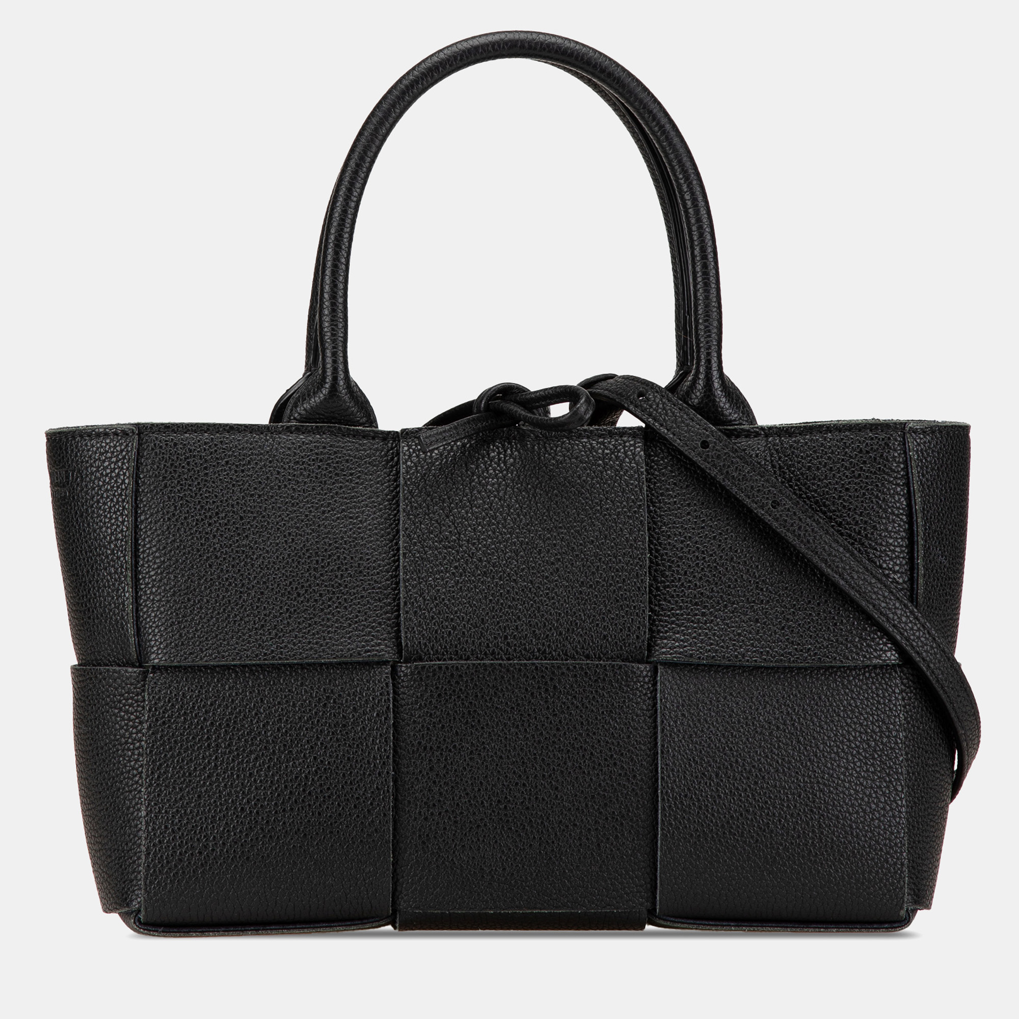 

Bottega Veneta Black Mini Lambskin Intreccio Arco Tote