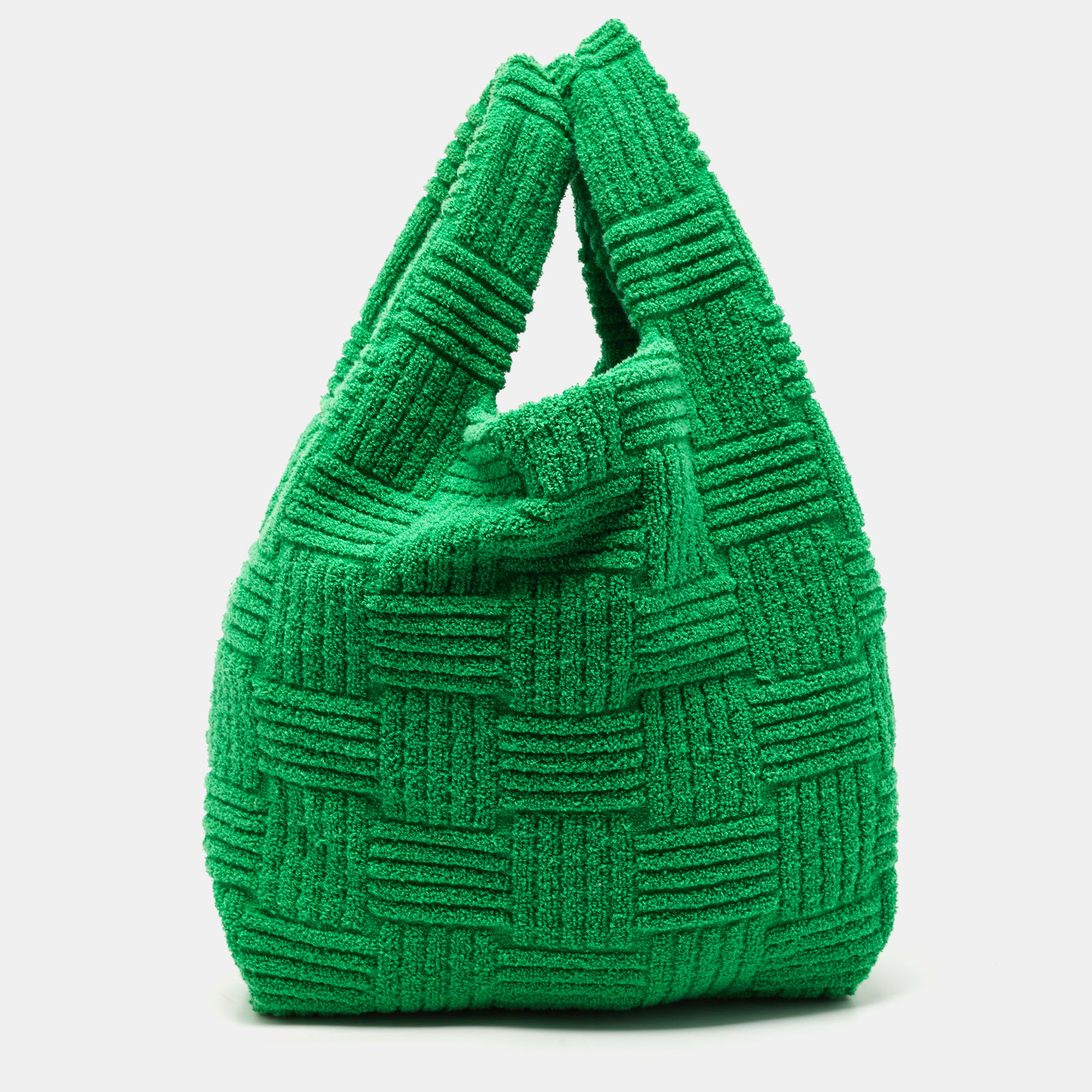 

Bottega Veneta Green Intreccio Jacquard Terry Cloth Tote