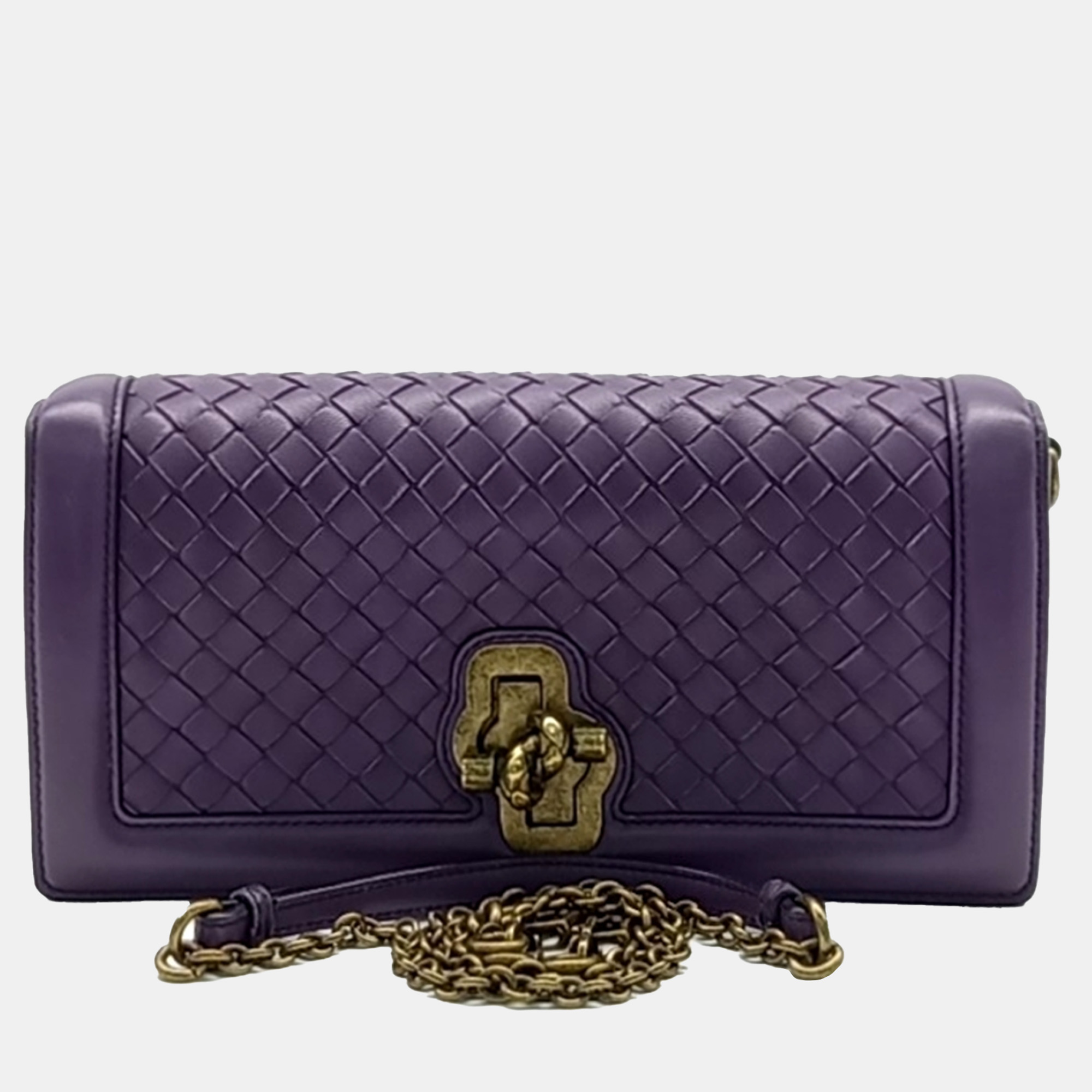 

Bottega Veneta Purple Leather mesh clutch and shoulder bag