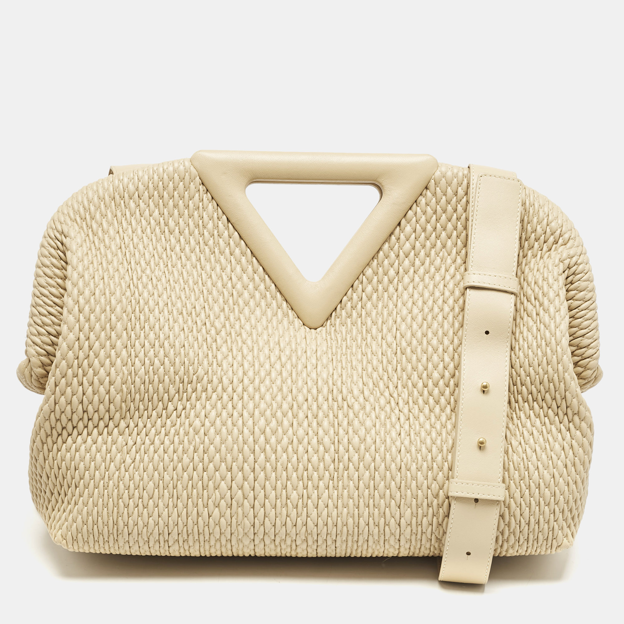 

Bottega Veneta Beige Knit Leather Medium Point Shoulder Bag