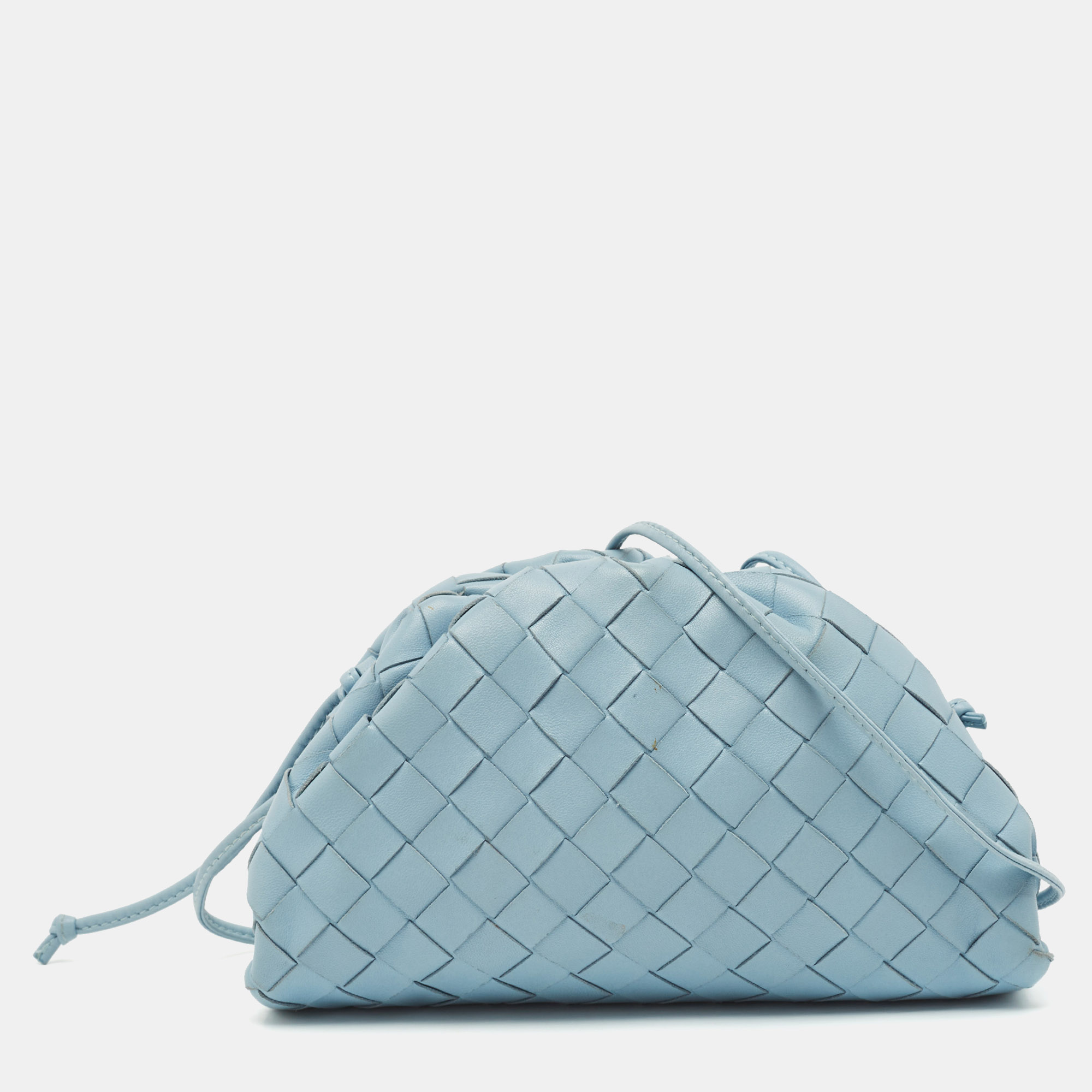Pre-owned Bottega Veneta Light Blue Intrecciato Leather Mini The Pouch Bag