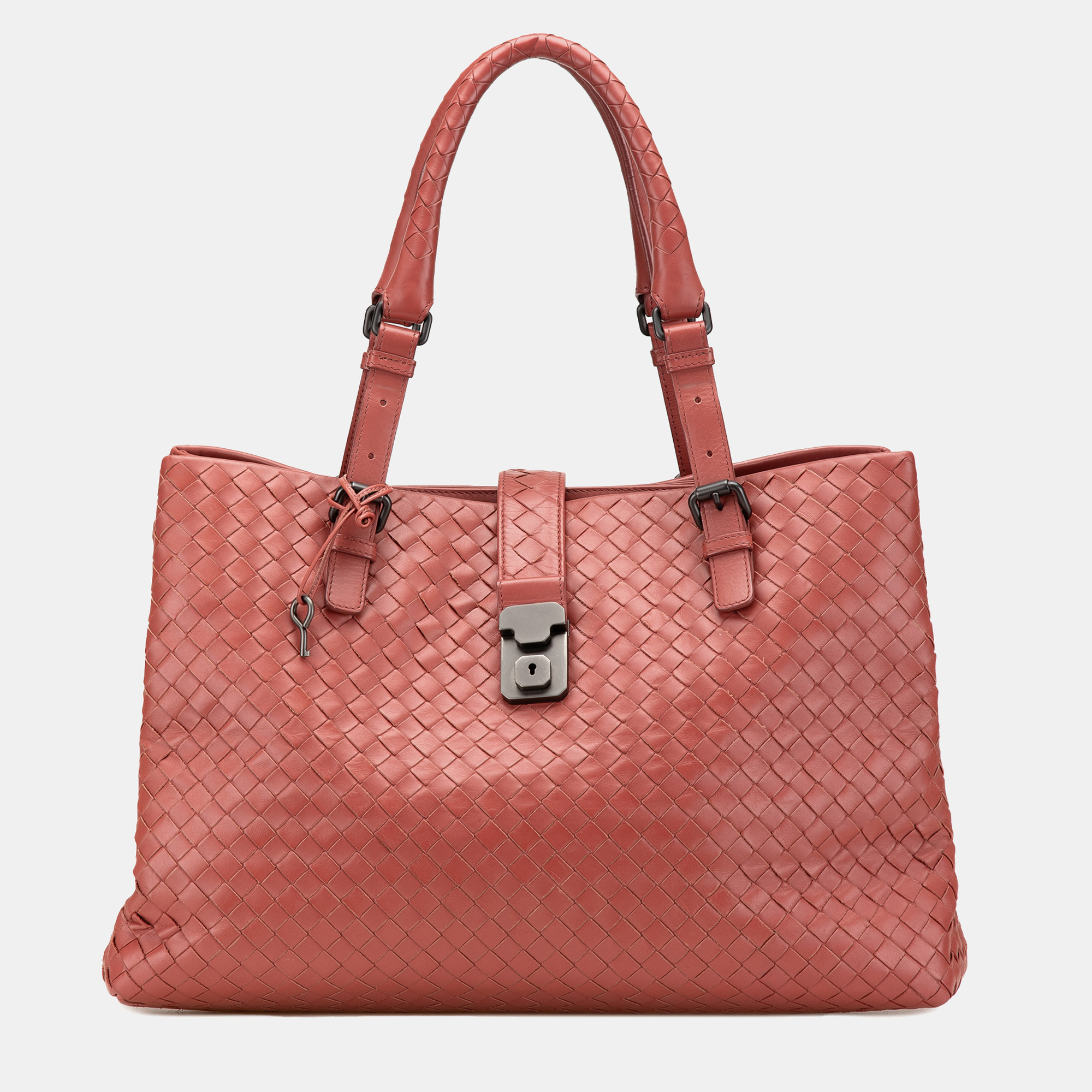 

Bottega Veneta Red Medium Nappa Intrecciato Roma Tote