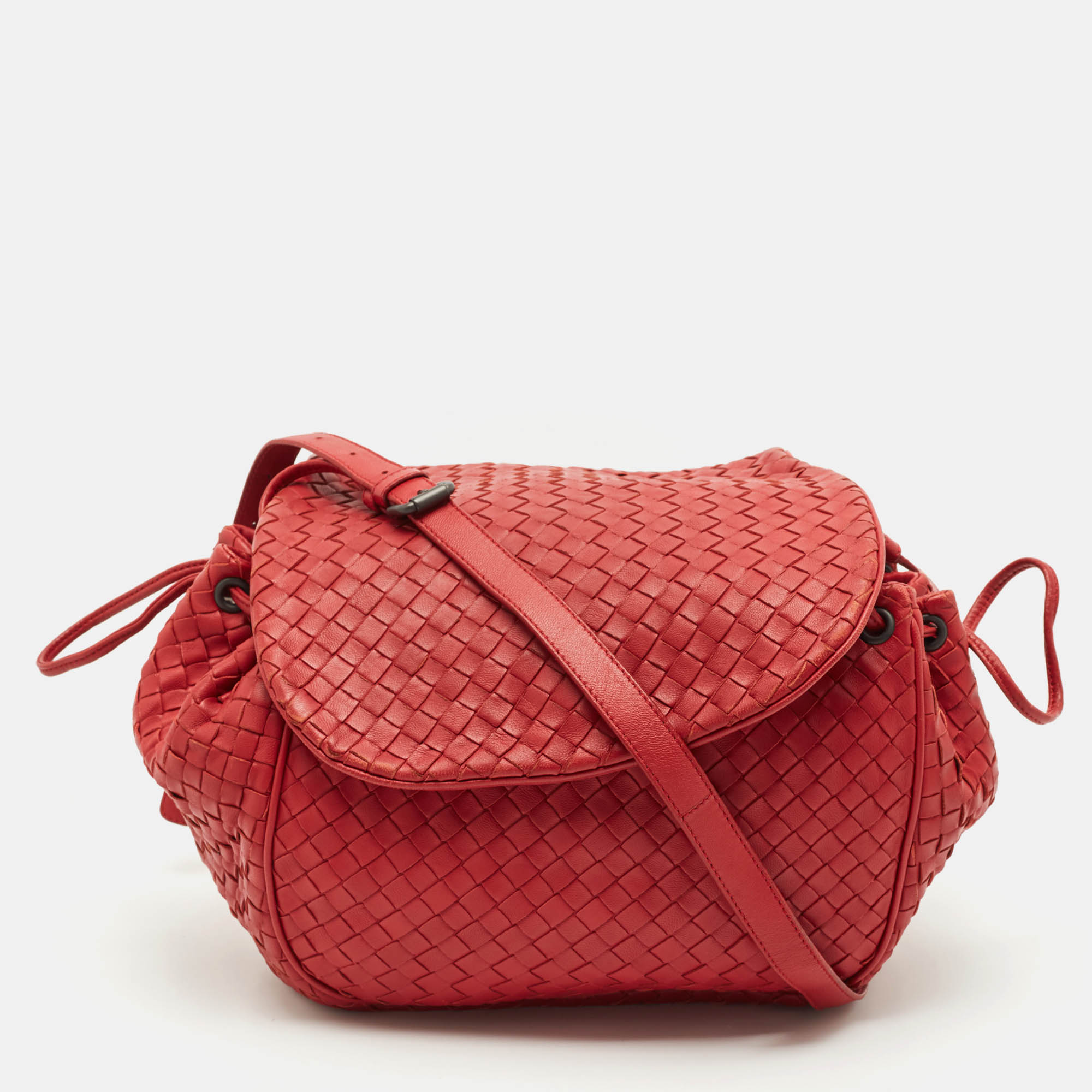 

Bottega Veneta Red Intrecciato Leather Flap Crossbody Bag