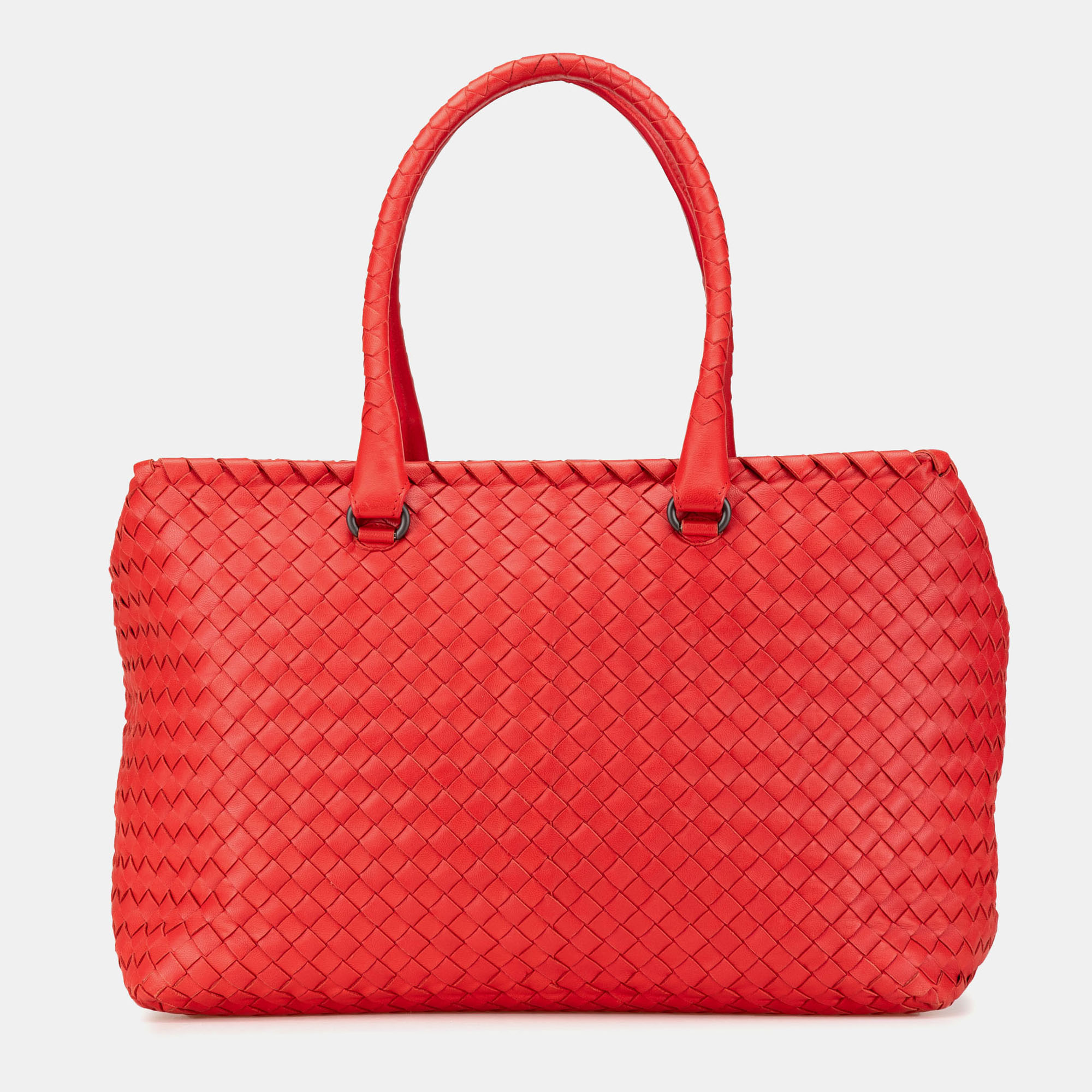 

Bottega Veneta Red Nappa Intrecciato Brick Tote