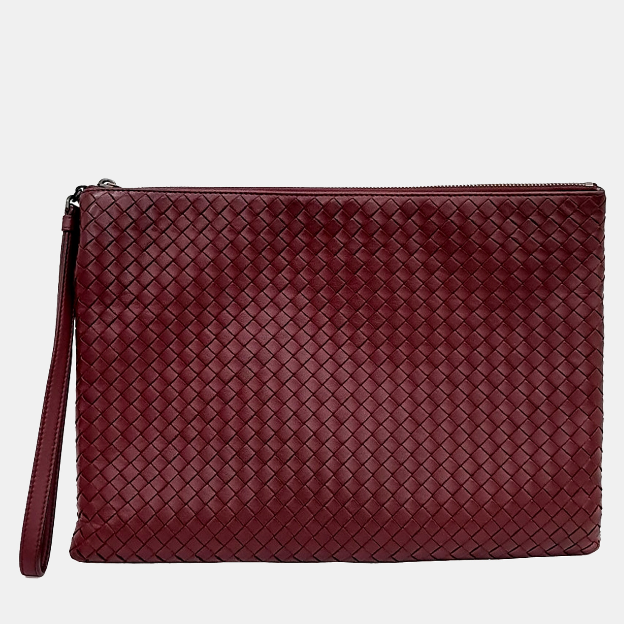 

Bottega Veneta Red Leather and Mesh Clutch