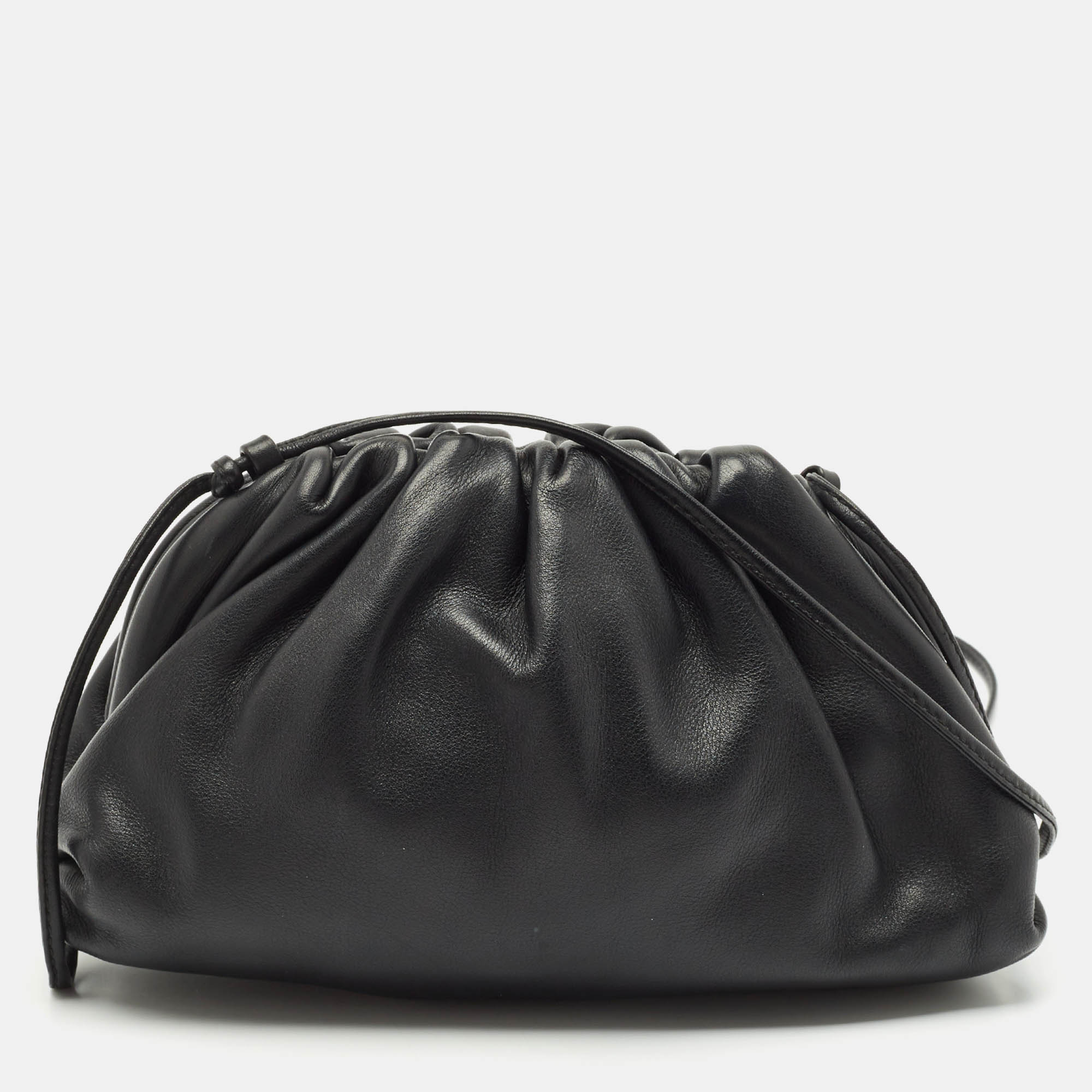 

Bottega Veneta Black Leather  The Pouch Clutch