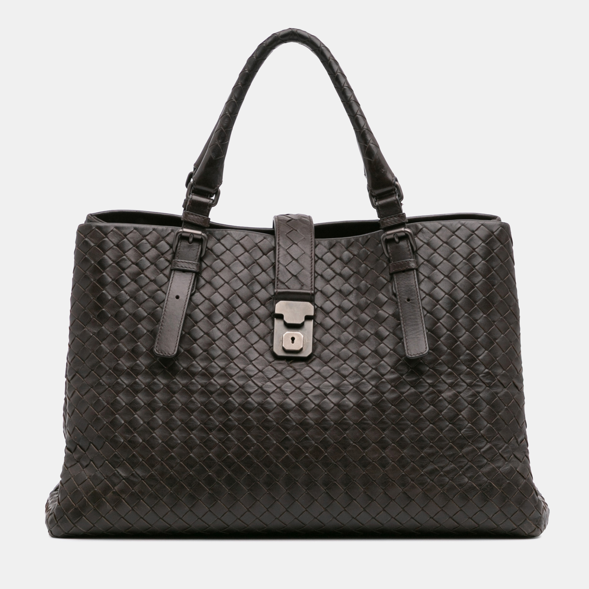 

Bottega Veneta Brown Medium Nappa Intrecciato Roma Tote
