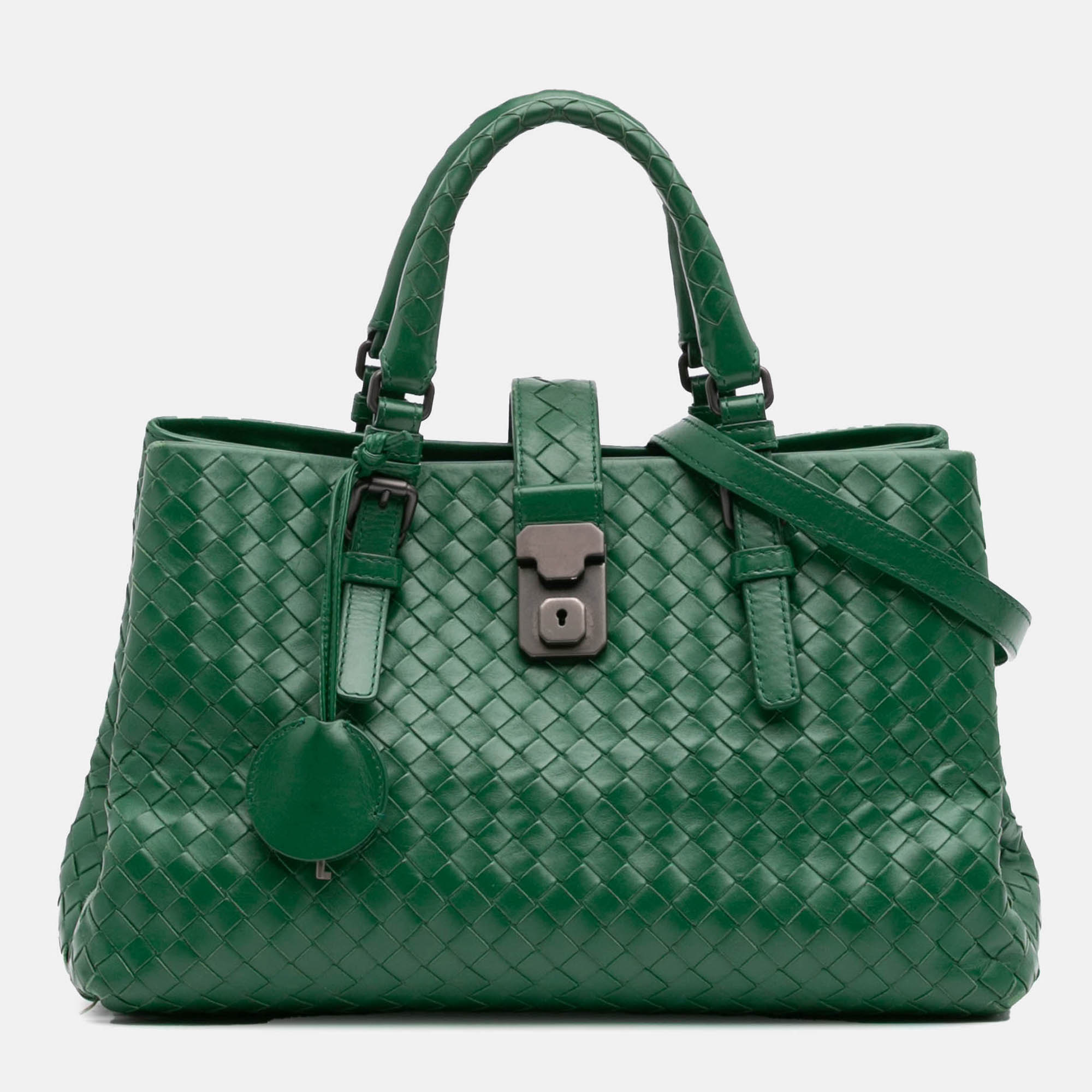 

Bottega Veneta Green Small Nappa Intrecciato Roma Satchel