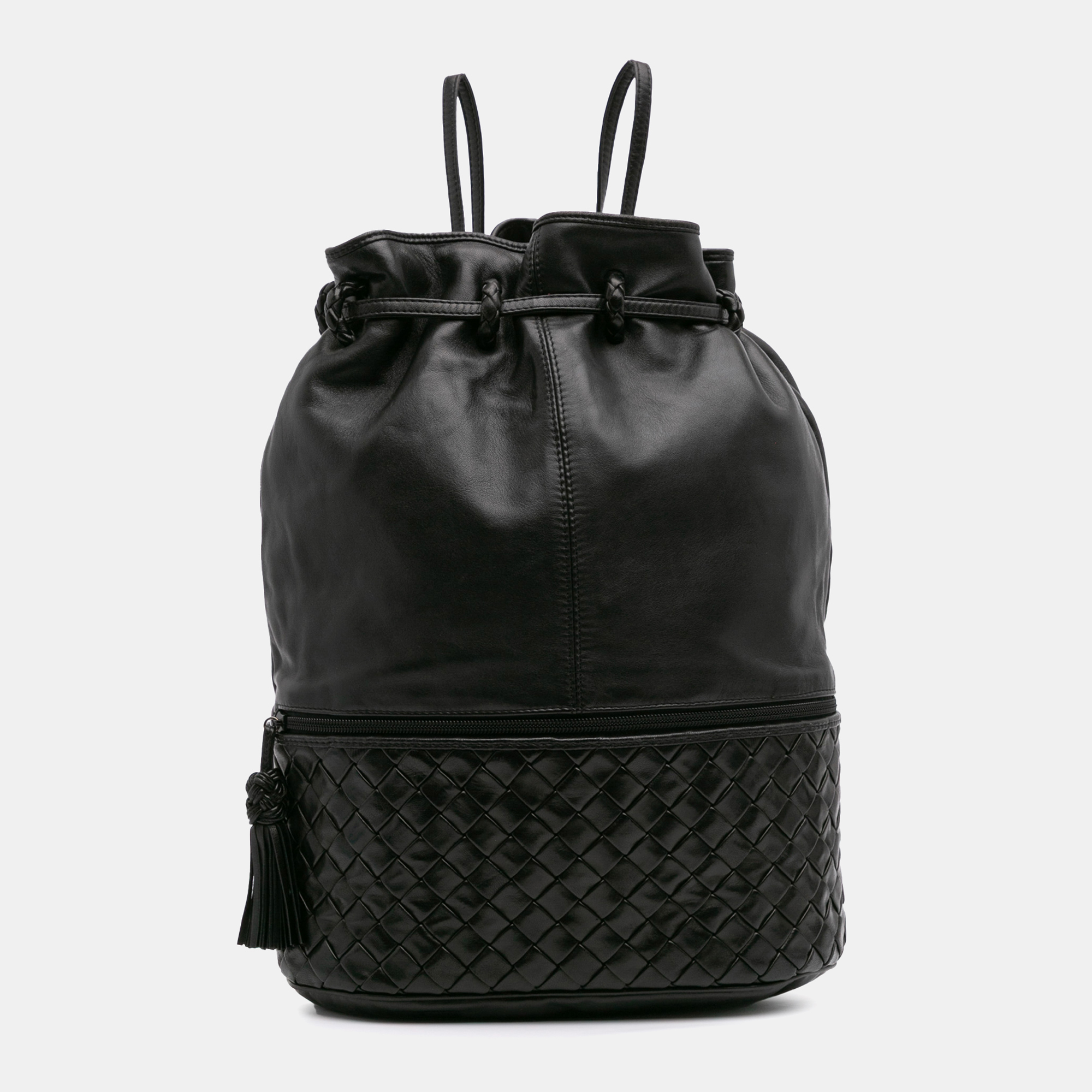 

Bottega Veneta Black Nappa Intrecciato Drawstring Backpack