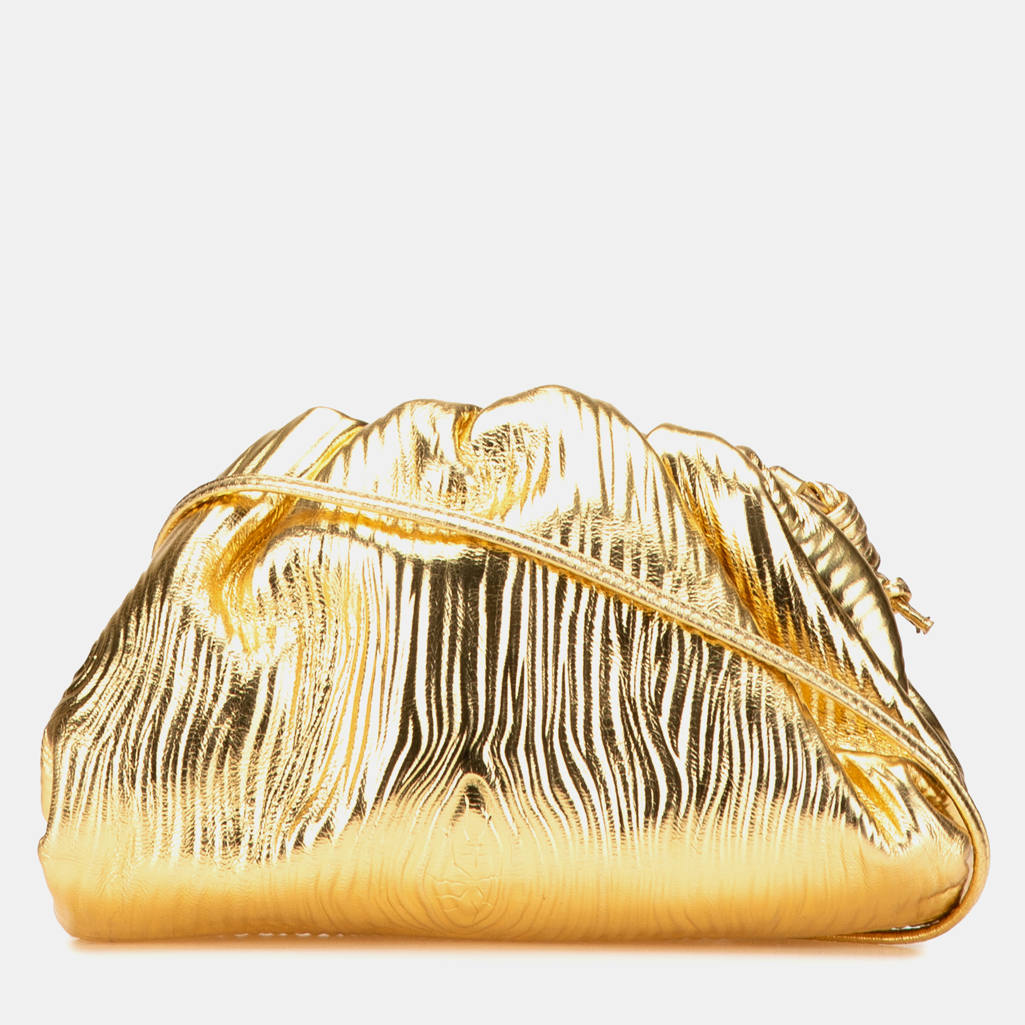 

Bottega Veneta Gold Lambskin Metallic Bark Embossed The Mini Pouch