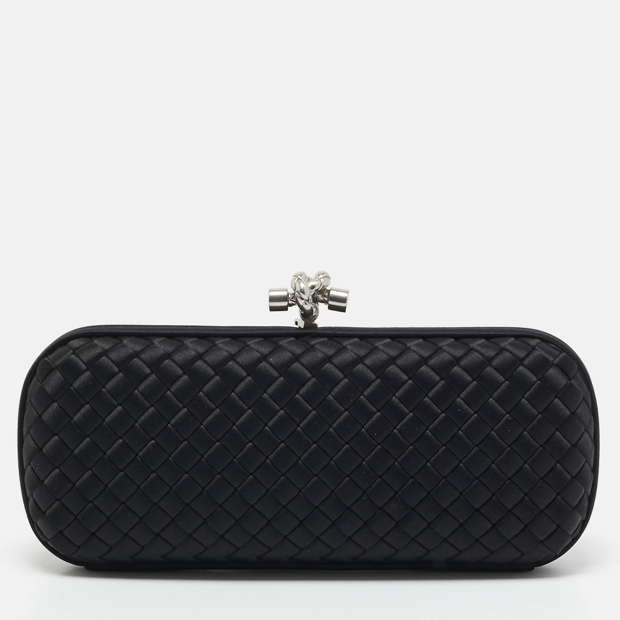 

Bottega Veneta Black Intrecciato Satin Stretch Knot Clutch