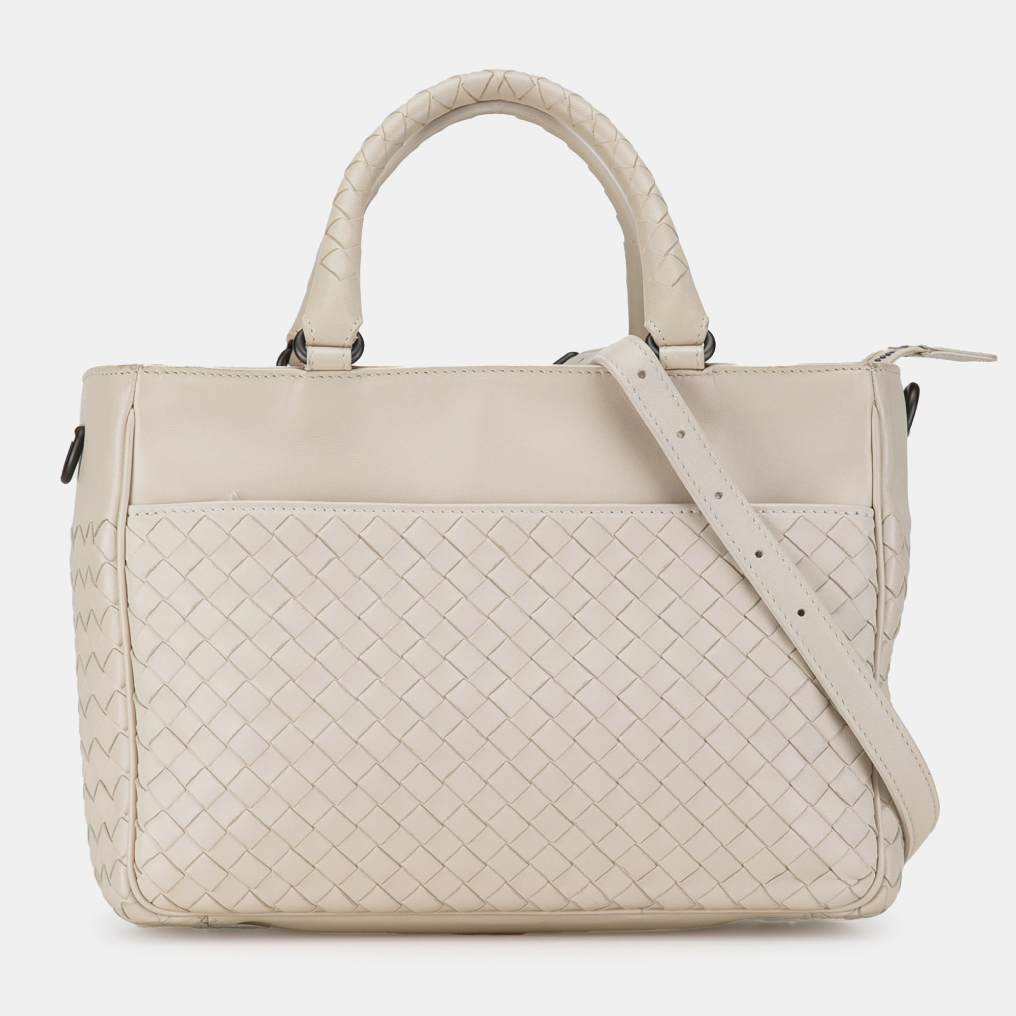 

Bottega Veneta White Intrecciato Satchel